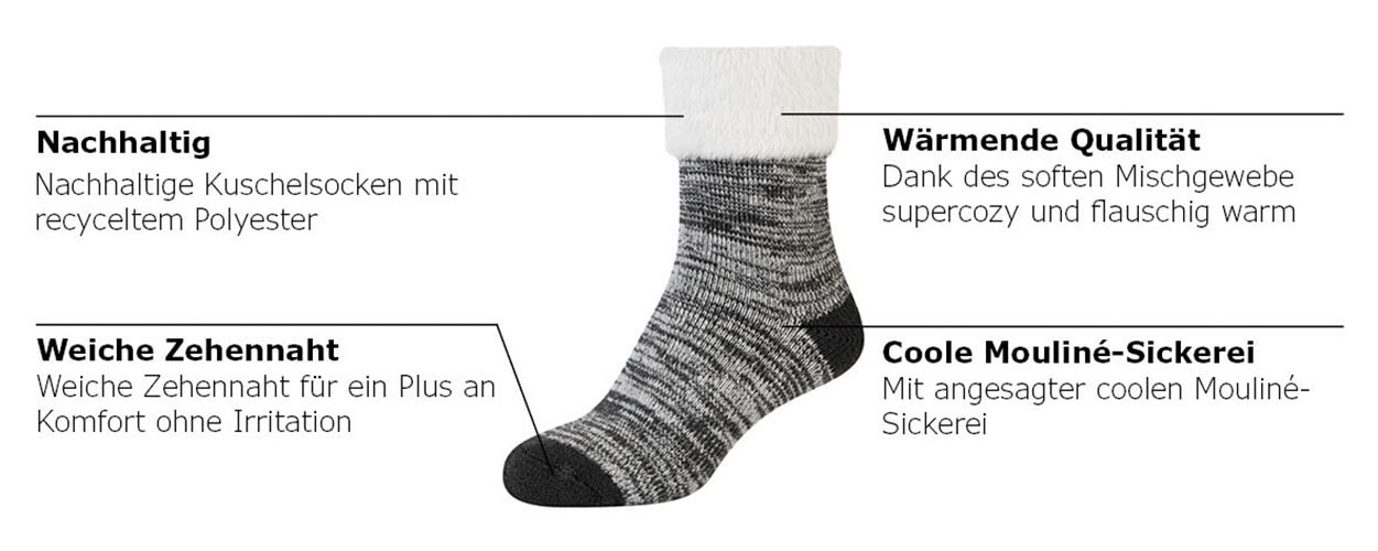 Camano Socken »warm & cozy«, (2 Paar), Mouline Cosy Socks, wärmende Qualität, sanfte Zehennähte, komfortabel