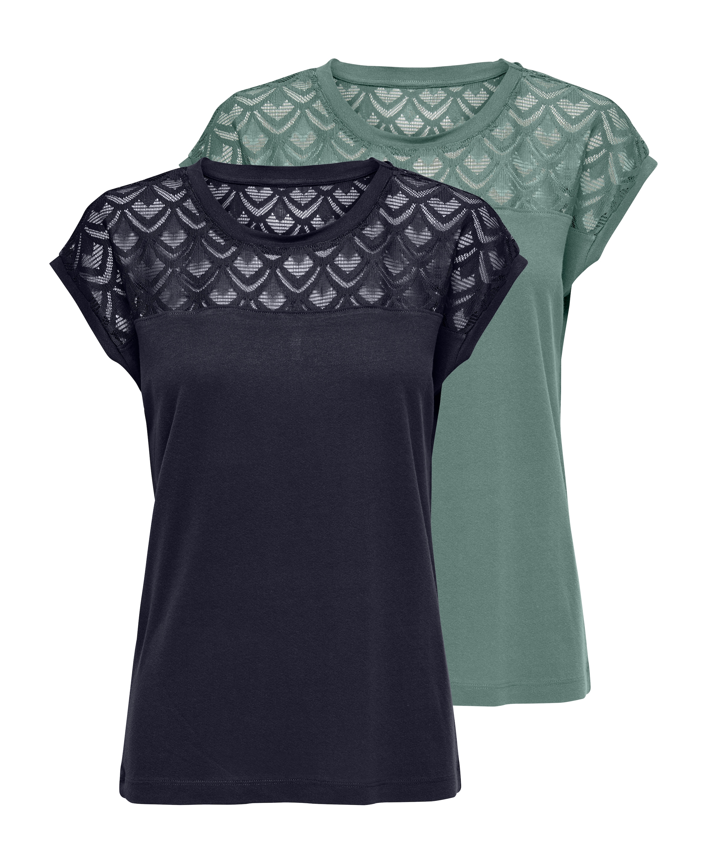 ONLY Kurzarmshirt »ONLNICOLE LIFE S/S MIX TOP 2 PACK CS JRS«, (Packung, 2 tlg., 2er-Pack)