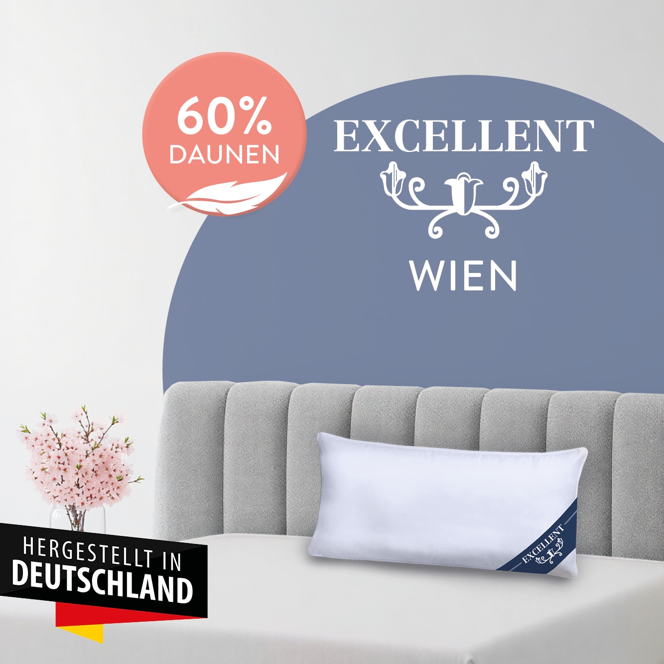 Excellent 3-Kammer-Kopfkissen »Wien« Füllung: 60Daunen40FedernAussenkammernund100FedernInnenkammer 1 Stk. tlg. Kopfkissen in 40x80 und 80x80 erhältlich