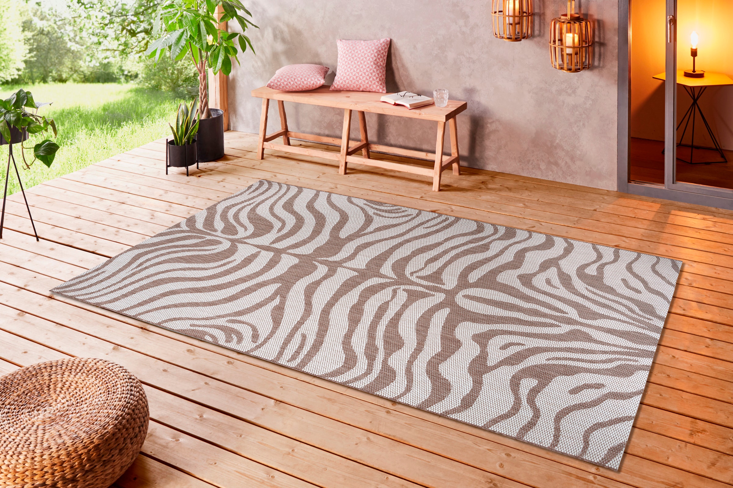 Home affaire Teppich Zebra-Design, »Zadie«, Robust, Flachgewebe rechteckig, Pflegeleicht