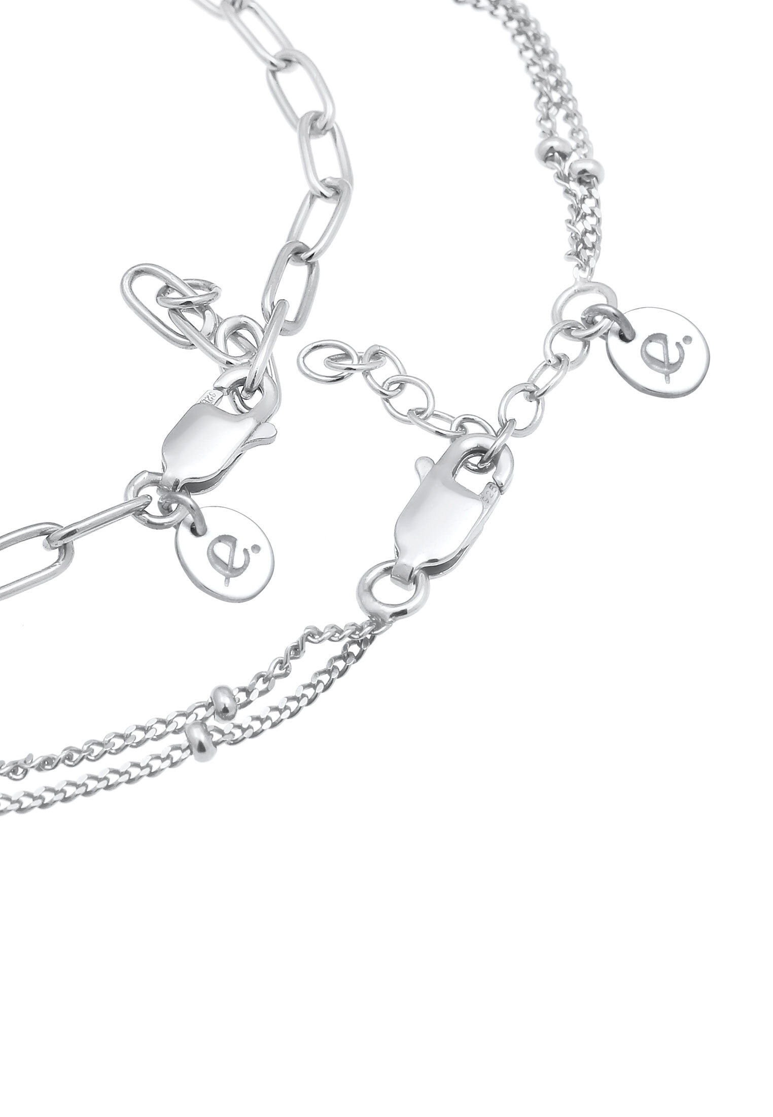 Elli Premium Armketten Set »Armband Glieder Layer Kugel (2 tlg) 925 Silber vergoldet«