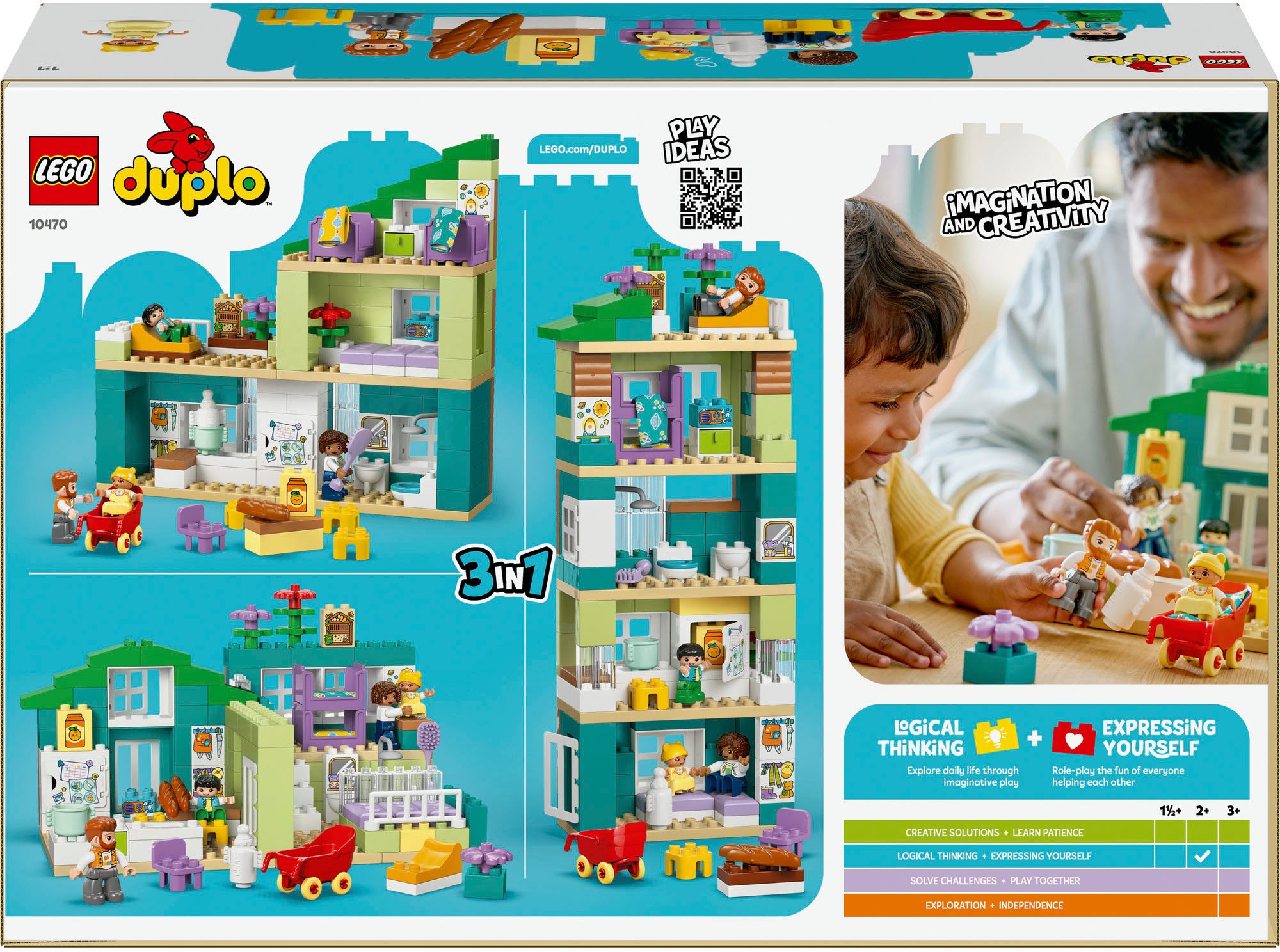 LEGO® Konstruktionsspielsteine »Modernes Familienhaus mit Figuren – 3-in-1-Set (10470)« LEGO DUPLO Town; Made in Europe