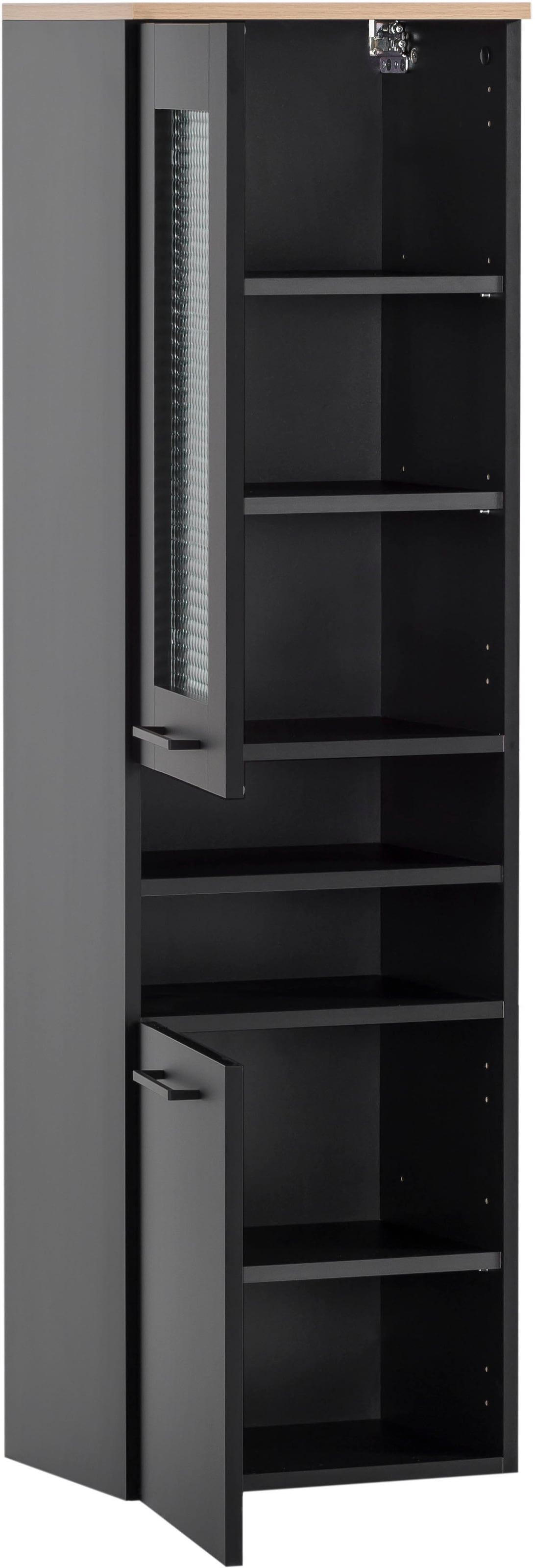 Schildmeyer Hochschrank »Malte Breite 40,3 cm«, mit fühlbarer Holzstruktur, obere Tür mit Glaseinsatz