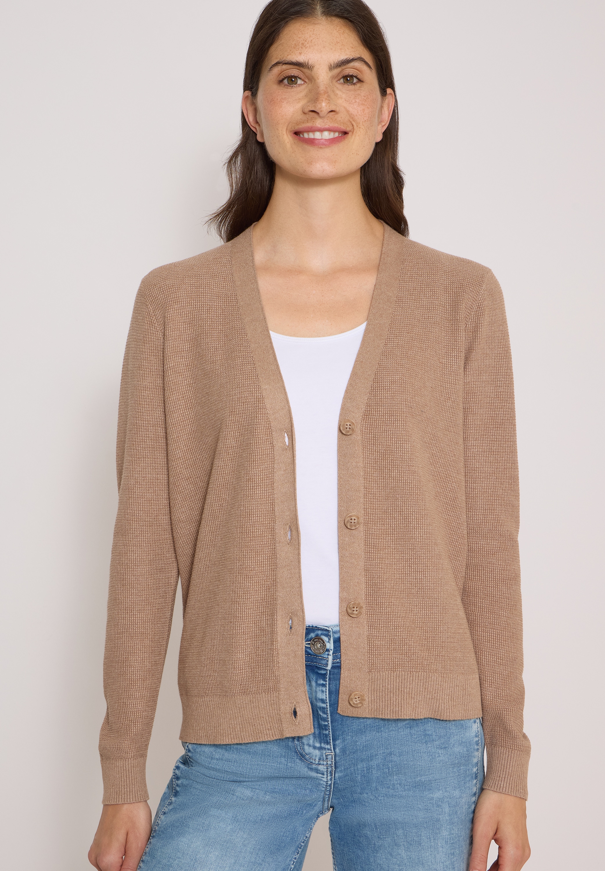 Cecil Strickjacke mit Struktur in Waffeloptik