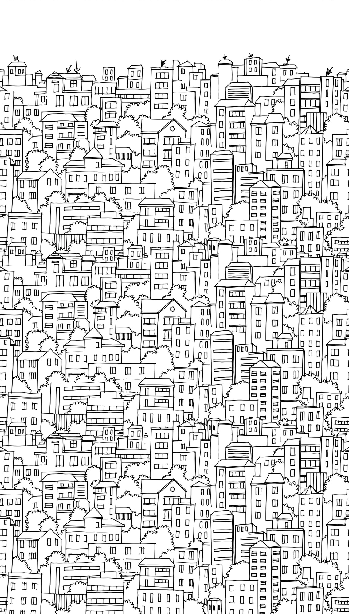 living walls Fototapete »THE WALL III Tapete mit Häusern Motivtapete Zeichnung Kunst« matt glatt Vliestapete Kinderzimmer für Schlafzimmer Küche Wohnzimmer Häuser Flur