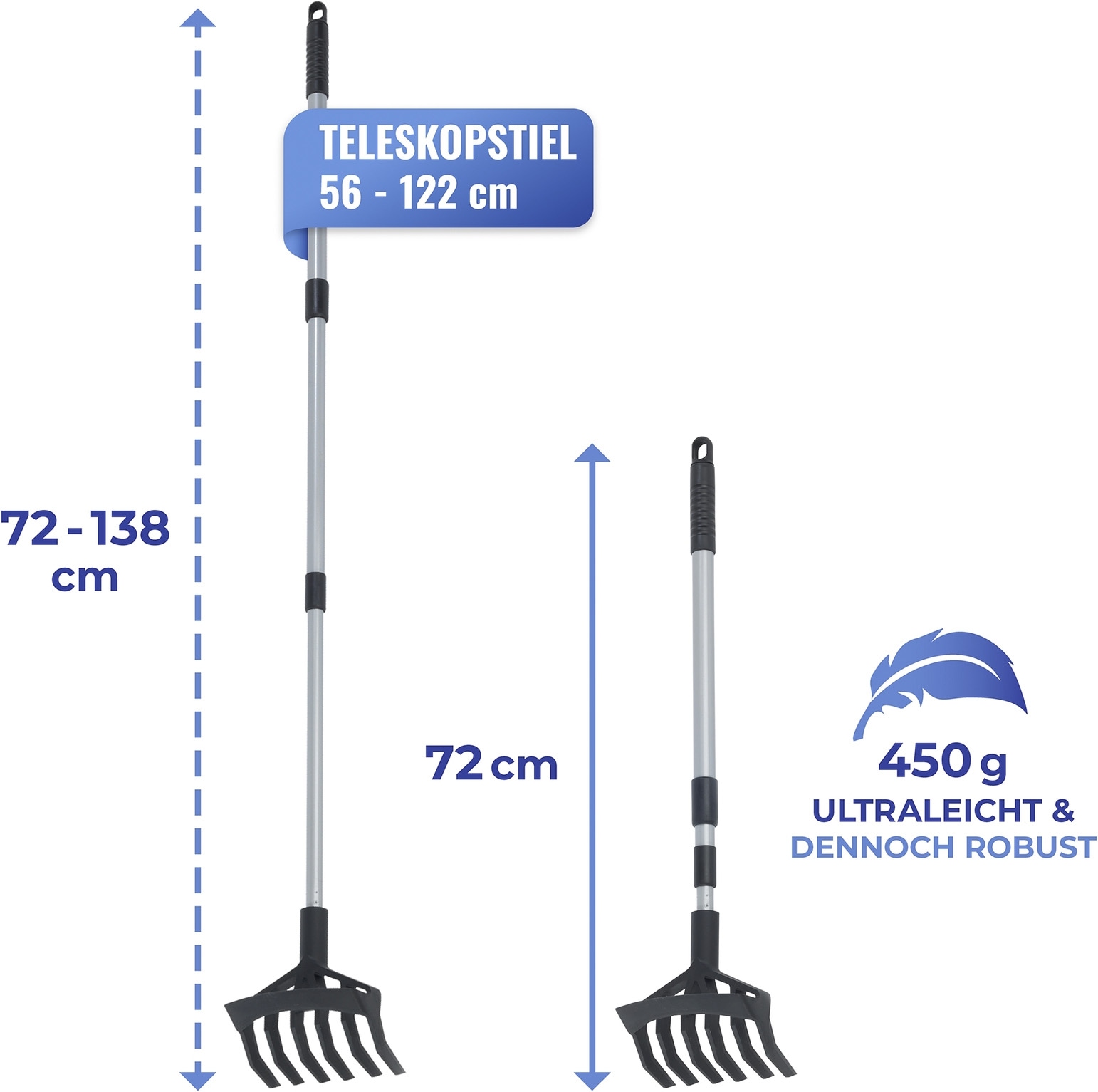 Maximex Kultivator »Gartenhacke und Kultivator 2in1« mit Teleskopstiel, rückenschonend, langlebiges Material