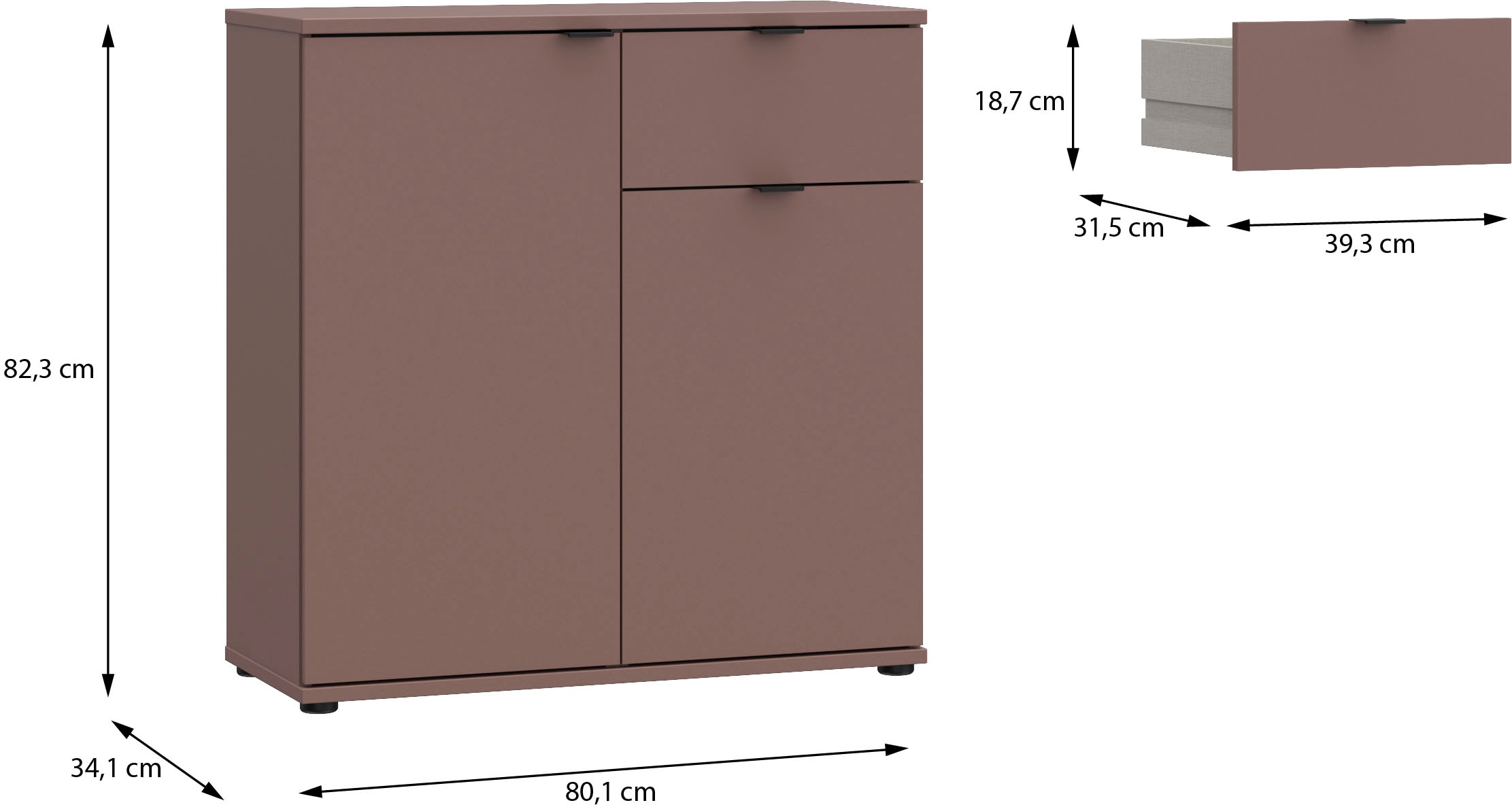 FORTE Kommode »Ganymede«, Kommode, Stauraum, Schublade; Metallgriffe, 4 Dekore, Breite 80,1cm