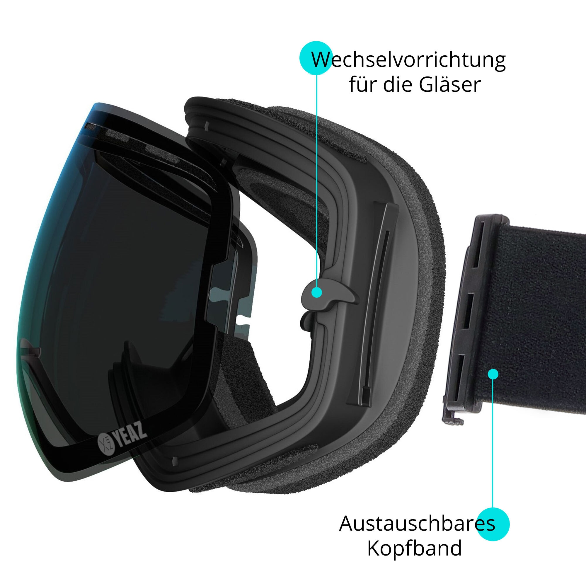 YEAZ Snowboardbrille »Ski- Snowboardbrille ohne Rahmen silber verspiegelt XTRM-SUMMIT«