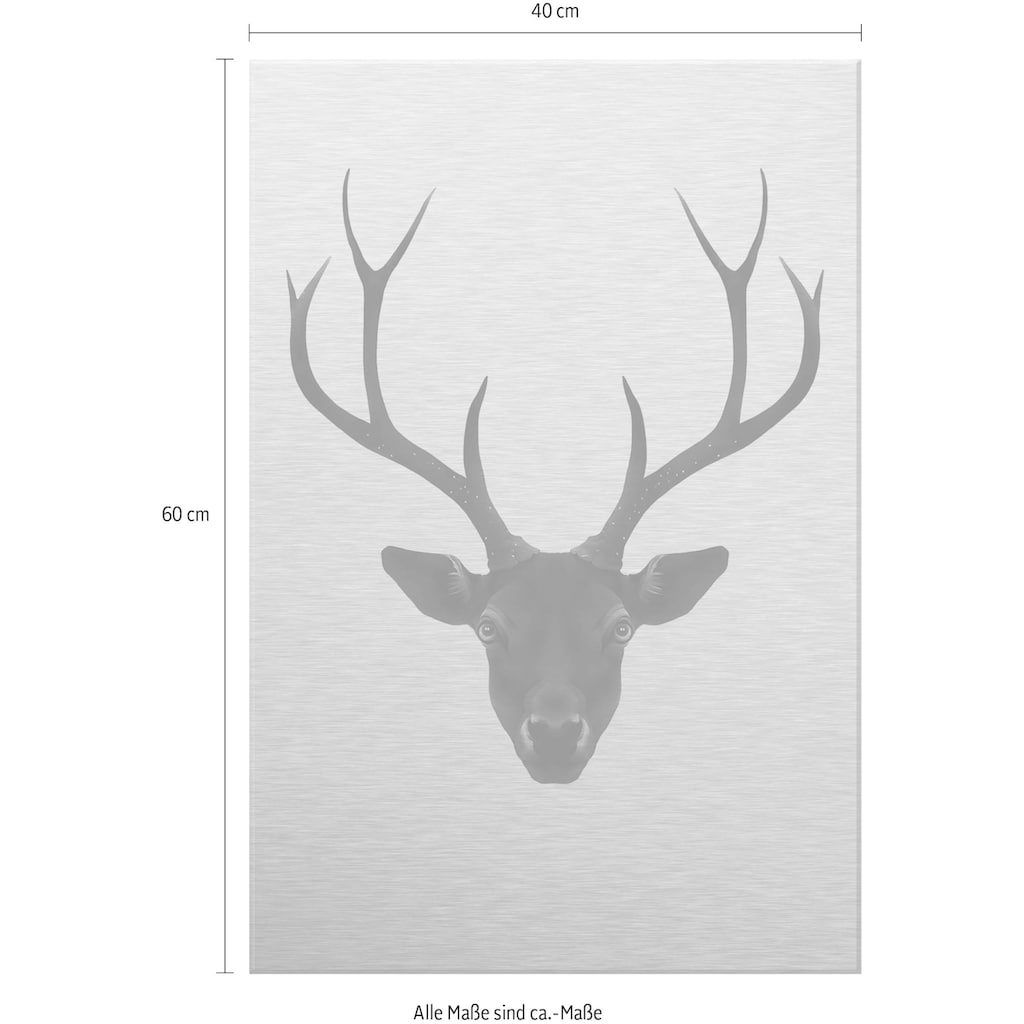 Wall-Art Metallbild »Ireland The Black Deer Schwarzer Hirsch«, Landschaften