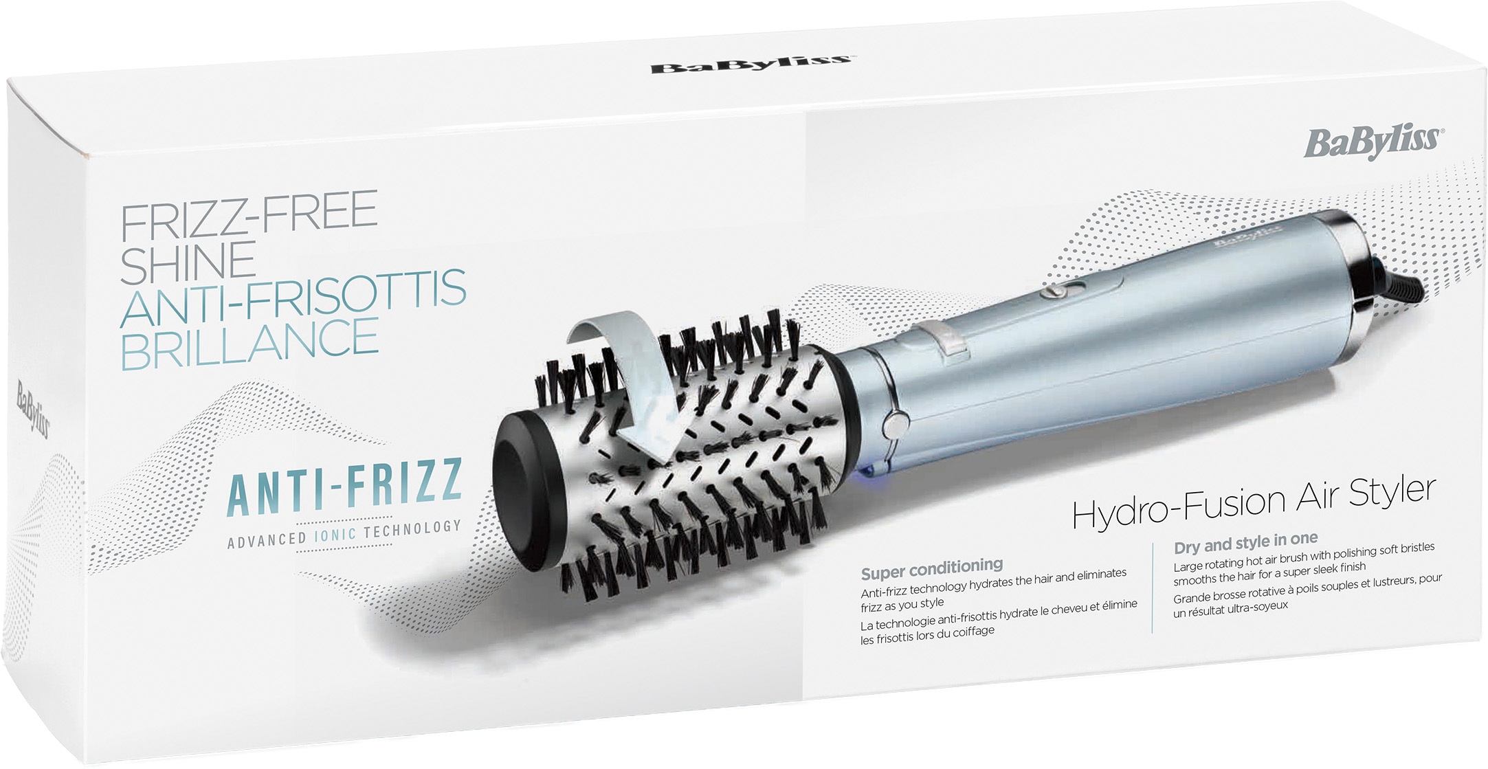 BaByliss Warmluftbürste »BaByliss Hydro Fusion rotierende Warmluftbürste, Anti-Frizz, AS773E« Rundbürstenföhn mit Dual-Ionen, Keramik & 50 mm Rundbürste, 700W