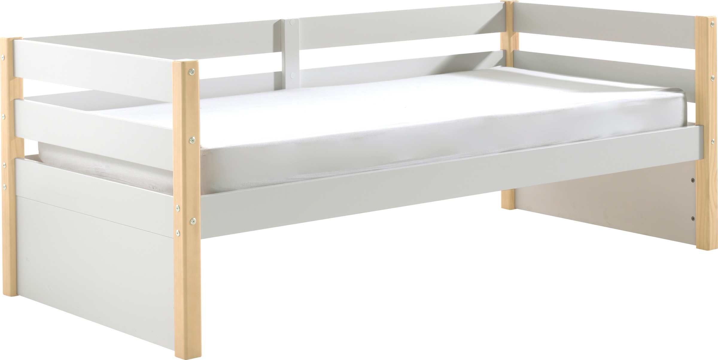 Vipack Einzelbett »Magrit, Kojenbett mit seitlichem Umbau, Liegefläche 90 x 200cm«, (B/H/T ca. 211,2x76,6x97,8cm, Pfosten massiv, Umbau MDF weiß lackiert), universell einsetzbar, wahlweise mit und ohne Bettschublade