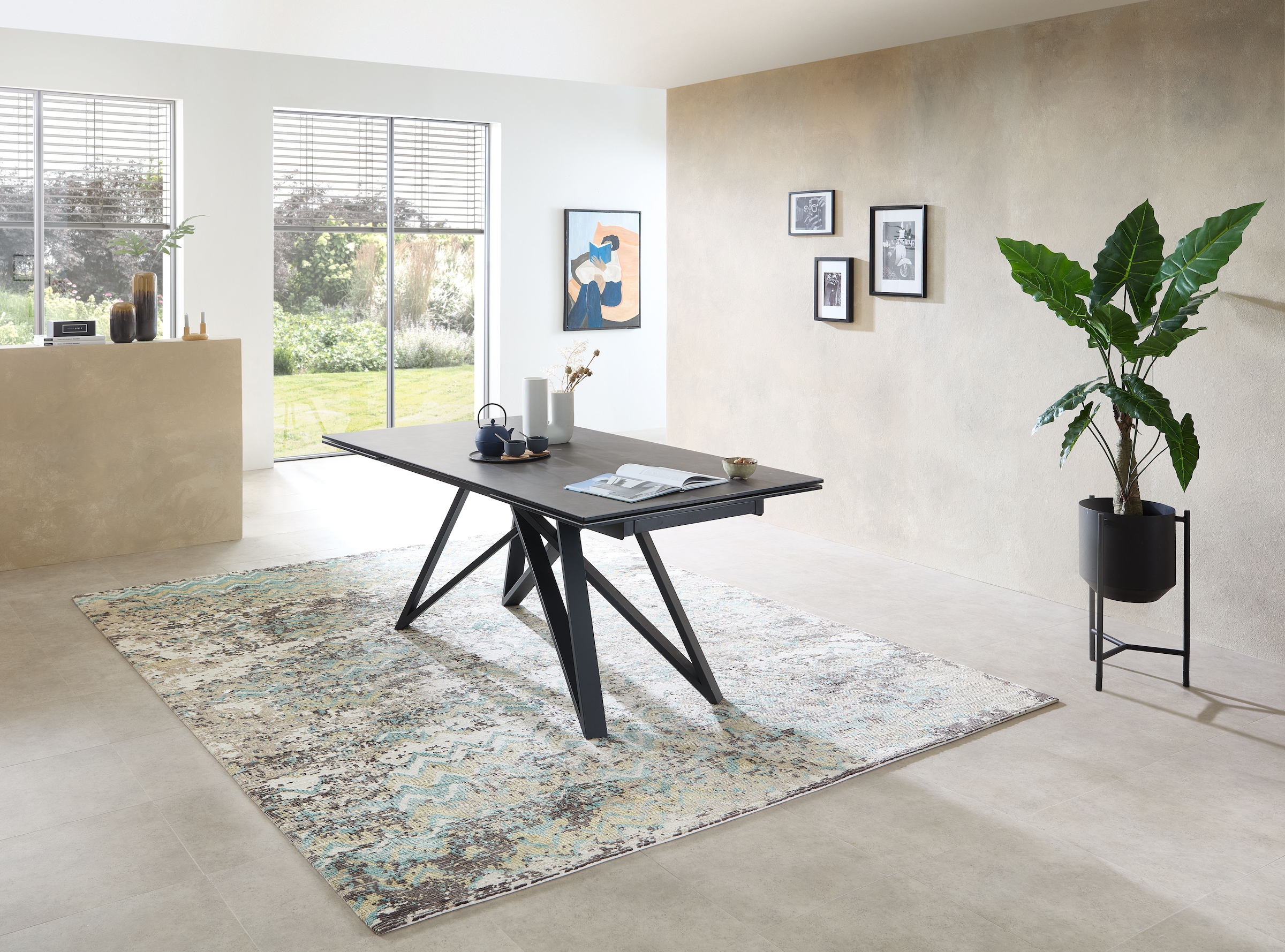 Stolkom Esstisch »Charly Esszimmertisch Keramik, ausziehbar 280 cm, BxHxT 180x75x95 cm«, Keramikoberfläche,Tischplatte beidseitig ausziehbar 180 auf 280 cm