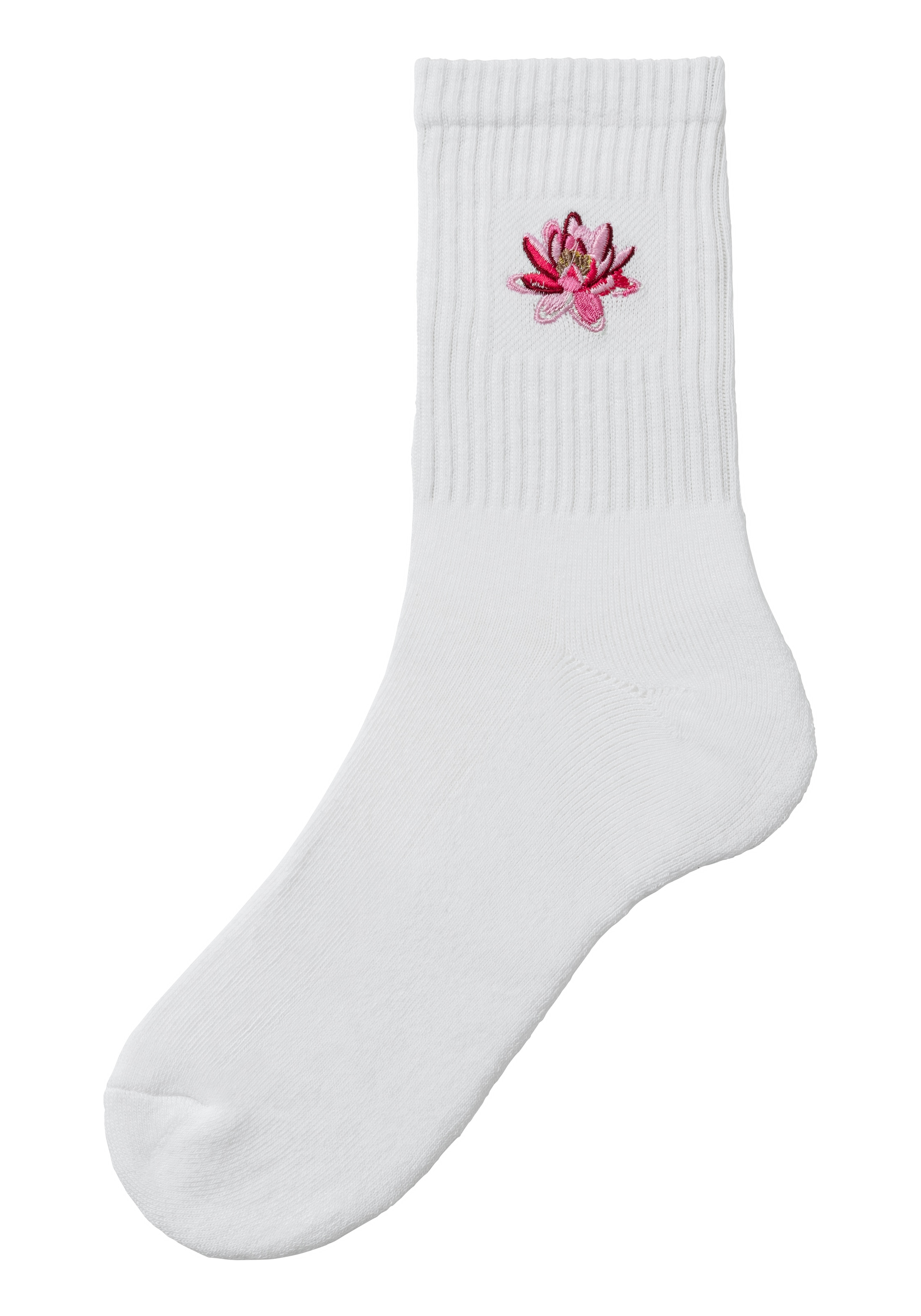 LASCANA Tennissocken, (Packung, 3 Paar), mit Frotteesohle und Stickerei