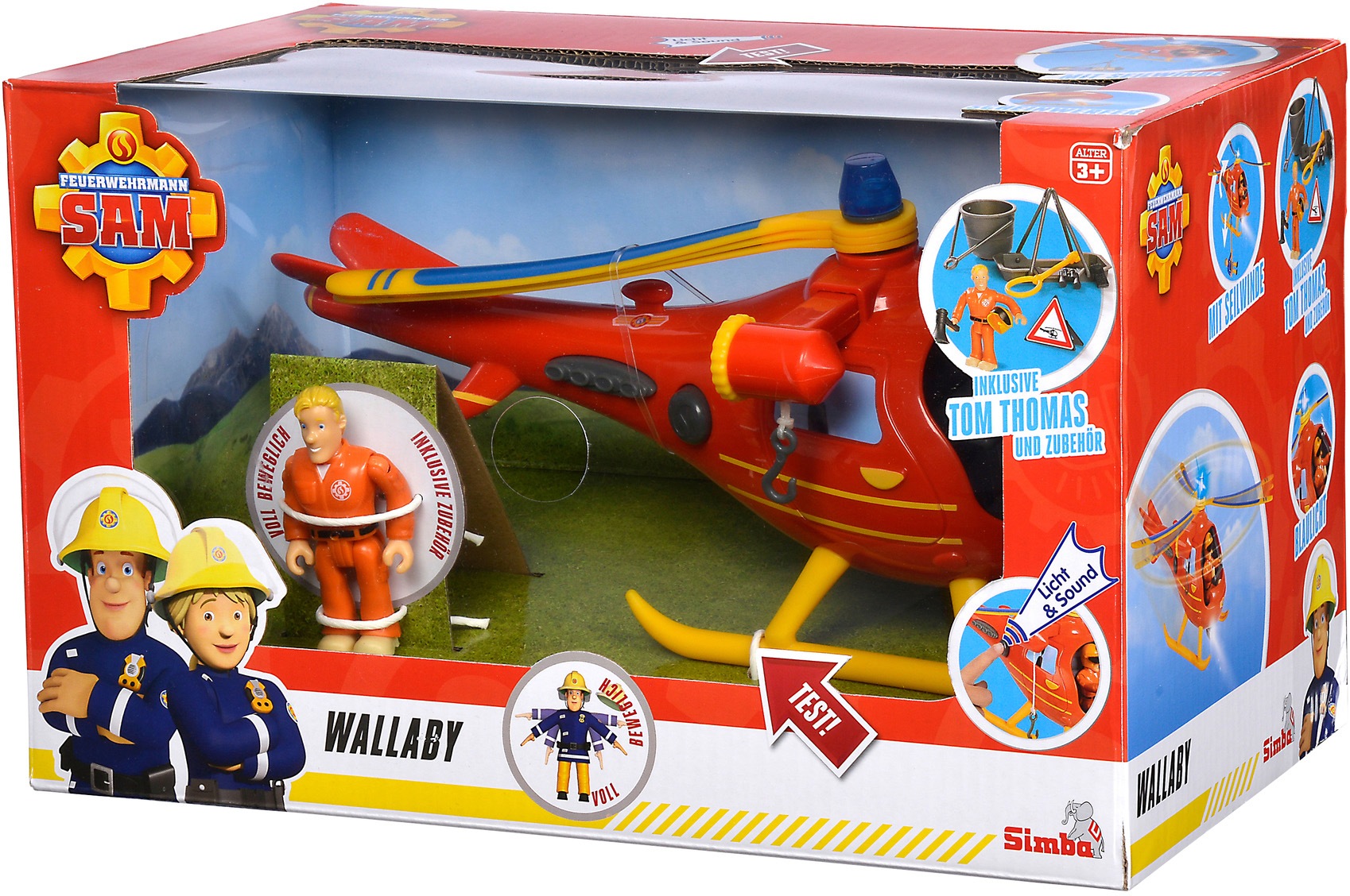 SIMBA Spielzeug-Hubschrauber »Feuerwehrmann Sam, Wallaby«, mit Sound- und Lichteffekten