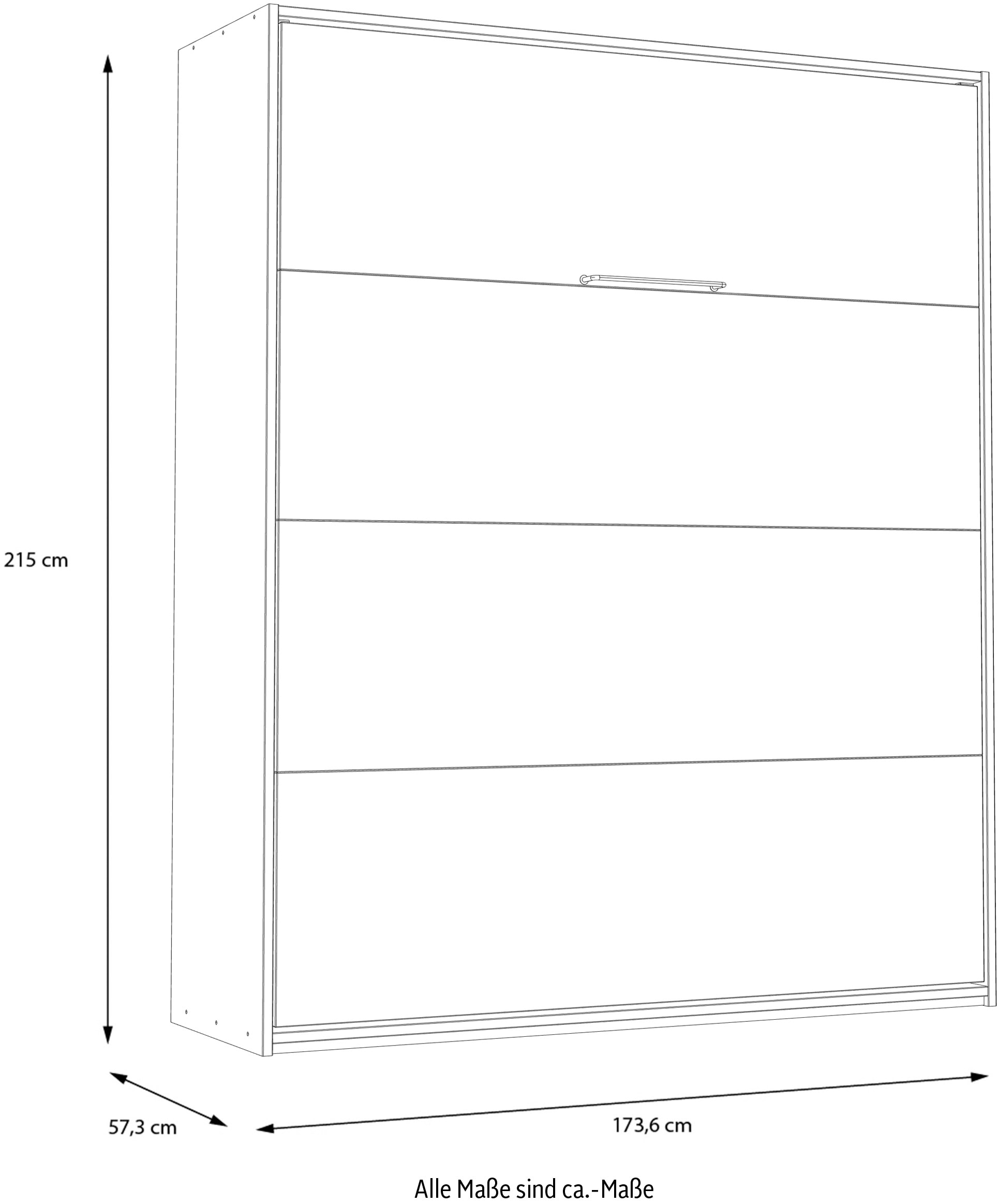 FORTE Schrankbett »Jugendbett, Gästebett, 250 KG Belastbarkeit, platzsparend«, (H//T zusammengeklappt ca.215/57,4 in drei Breiten), Made in Europe, inklusive Lattenrost, perfekte Lösung für kleine Räume