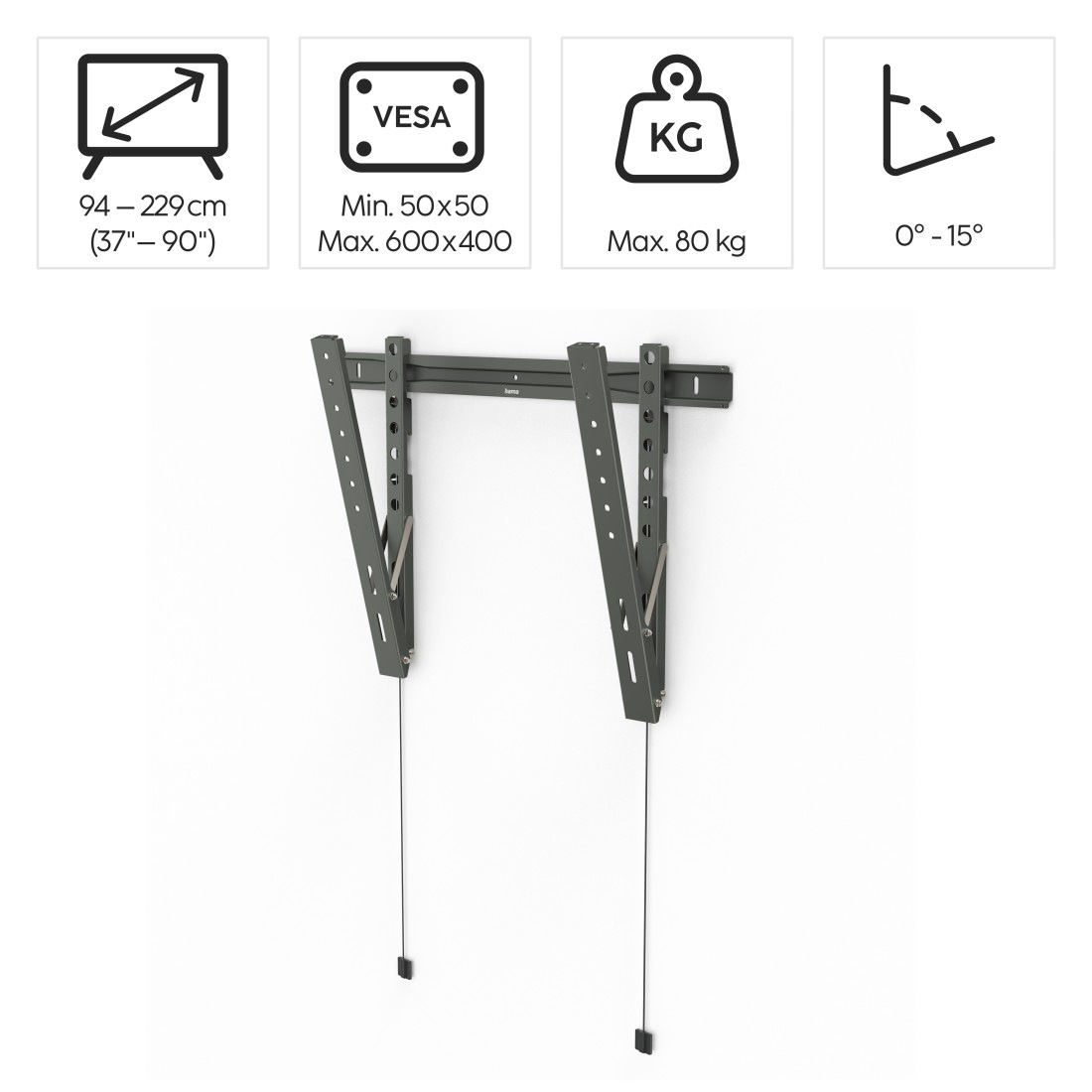 Hama TV-Wandhalterung »Wandhalterung (TILT "Ultraslim" ,37" - 90", VESA 600x400)« bis 229 cm Zoll