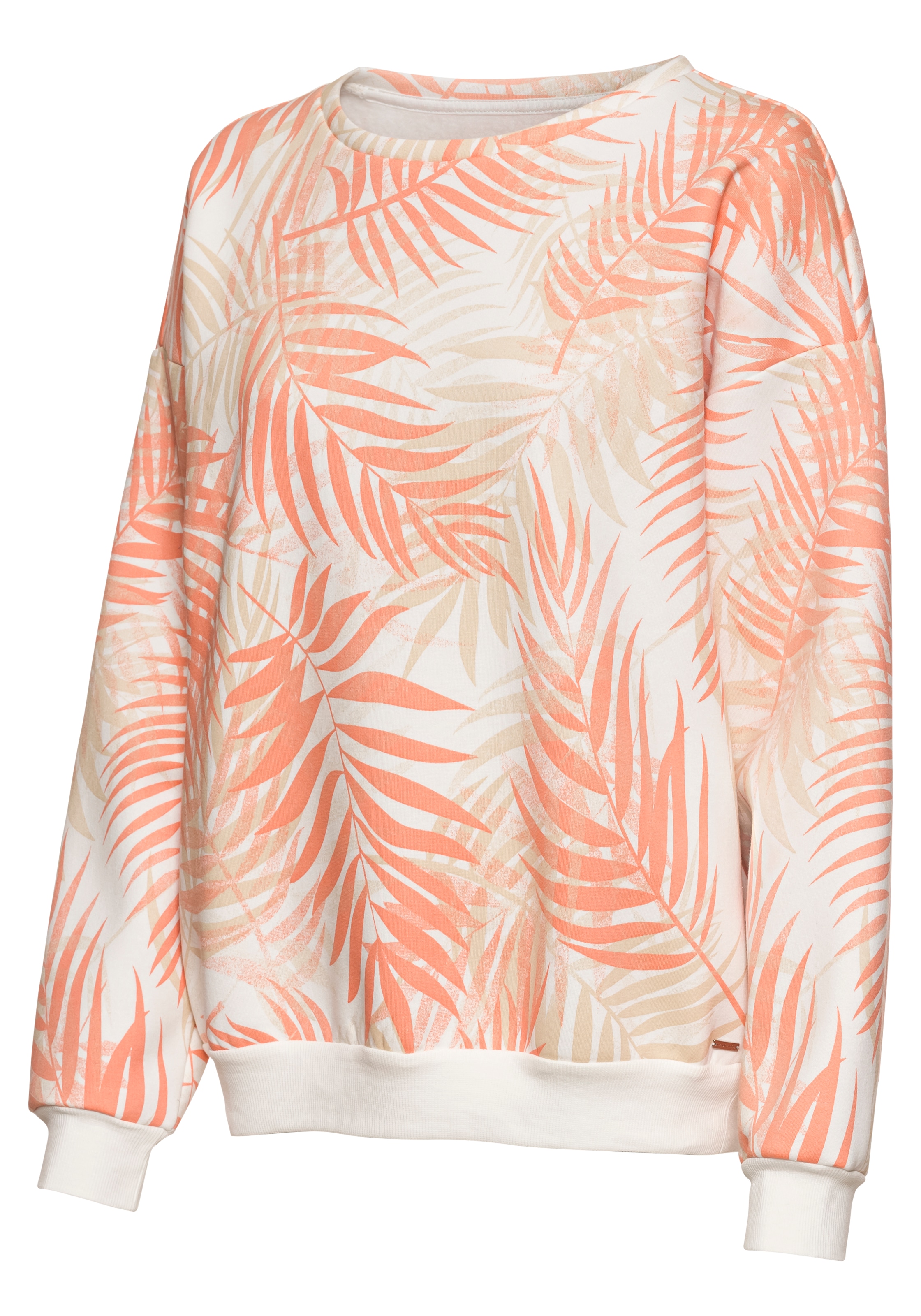 LASCANA Sweater, Loungeshirt mit Allover-Blätterdruck, Loungewear