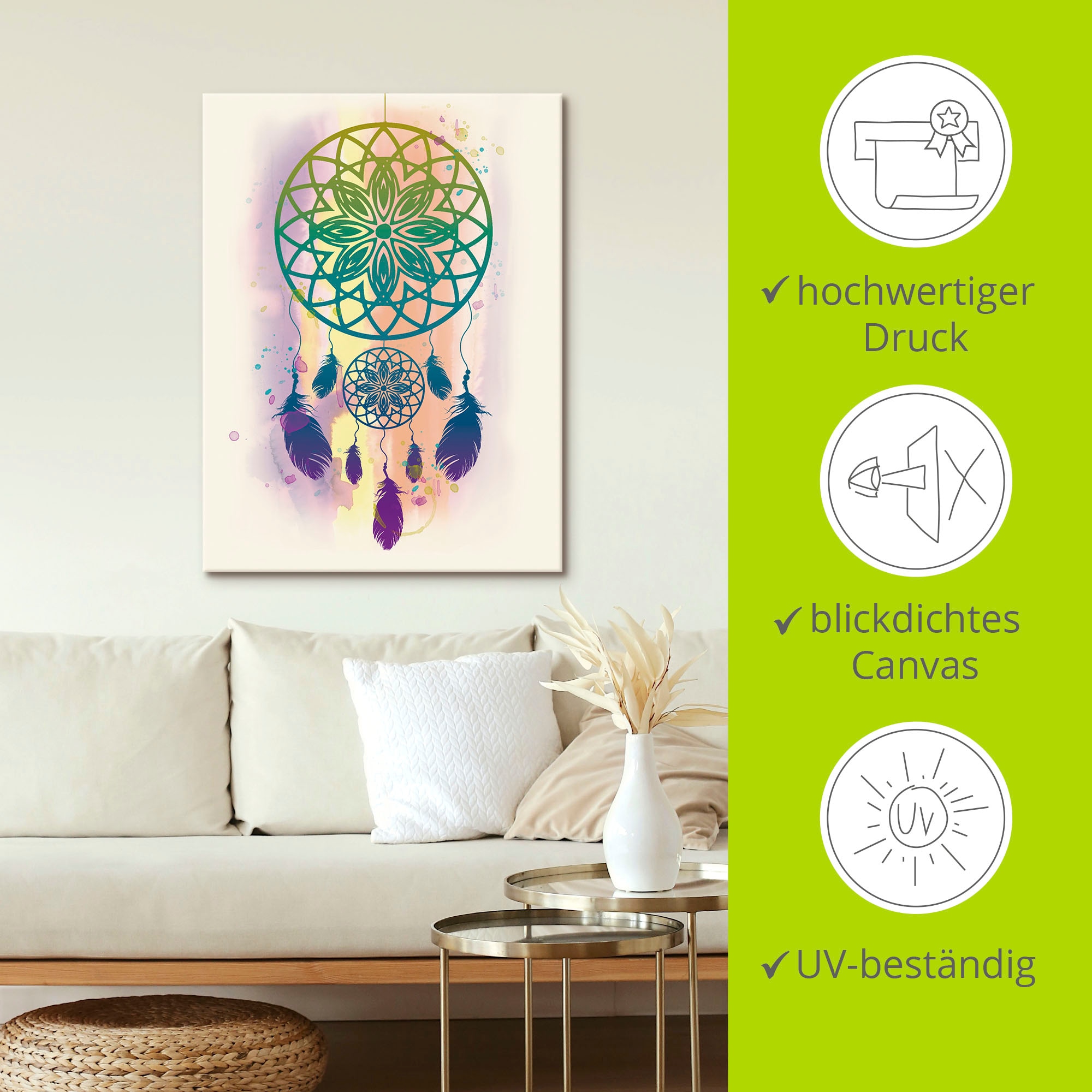 Artland Leinwandbild »Traumfänger Wasserfarbe« Muster 1 Stk. tlg. als Leinwandbild, Poster, Wandaufkleber in verschied. Größen