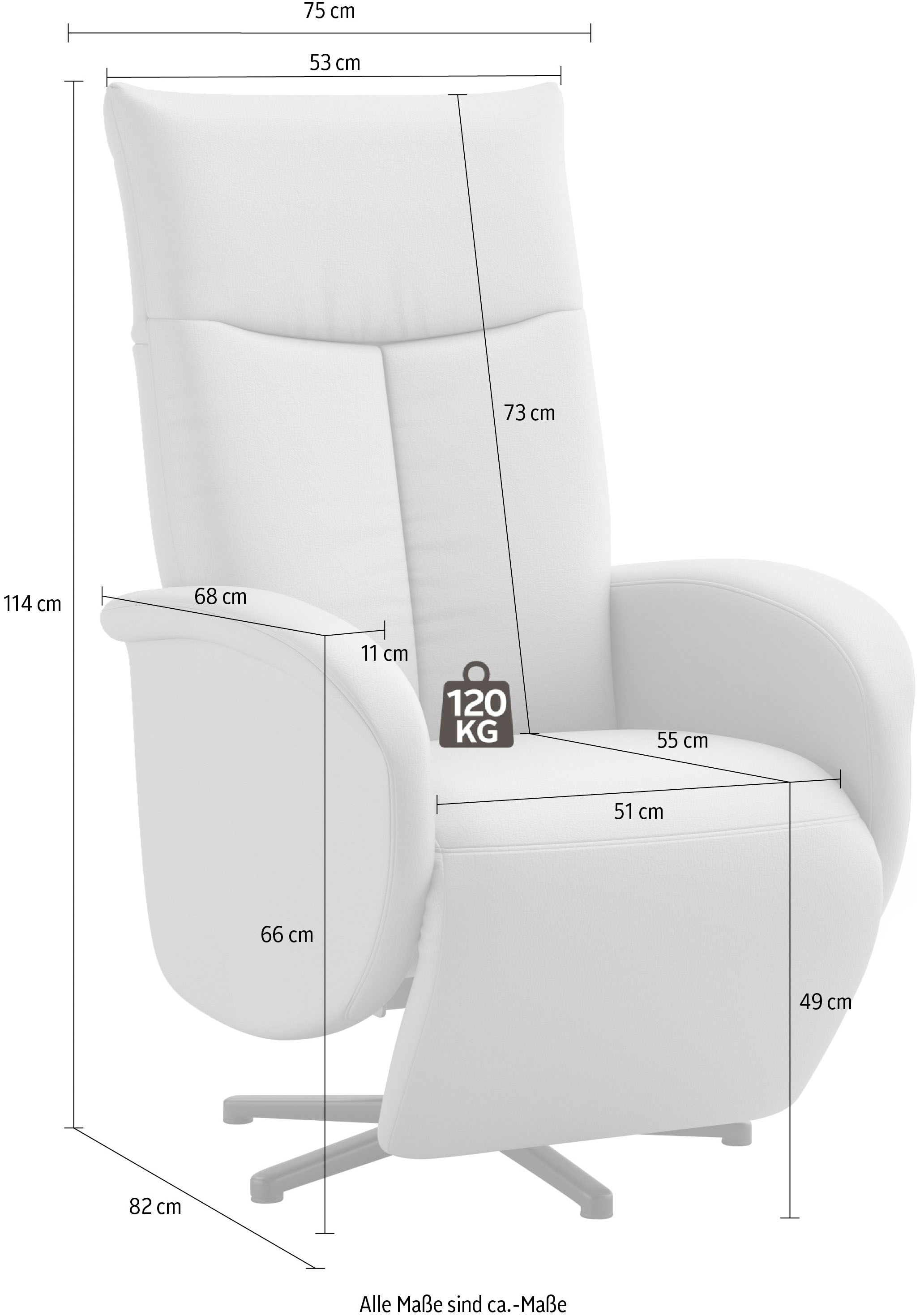 sit&more TV-Sessel »Juma, inkl. Drehfunktion & Kopfteilverstellung«, Höhe Armlehne 66 cm, wahlweise mit Aufstehhilfe, 2 Motoren und Akku