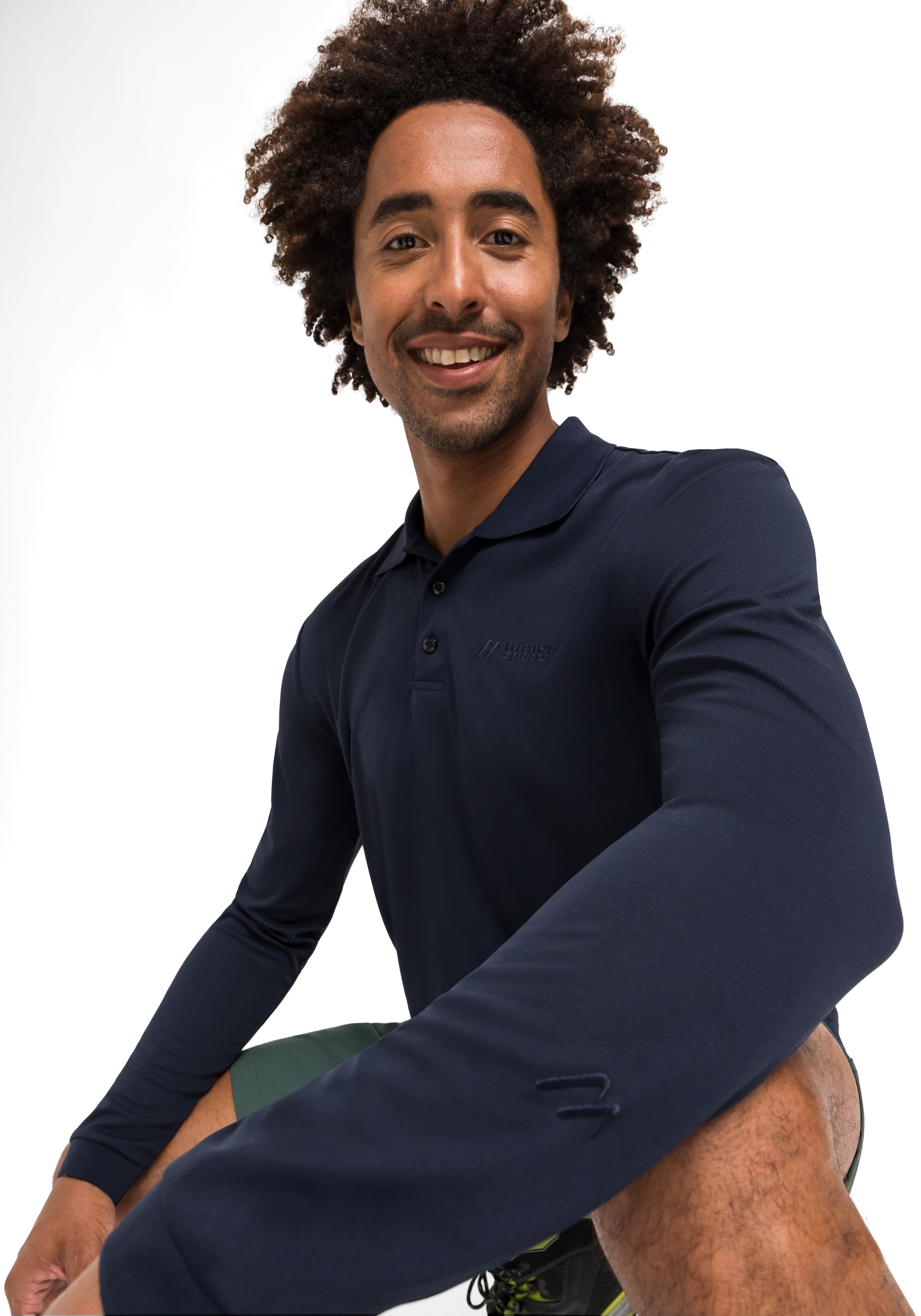 Maier Sports Poloshirt »Ulrich L/S«, Herren Funktionsshirt, langarm Freizeitshirt mit Hemdkragen, Reg. Fit
