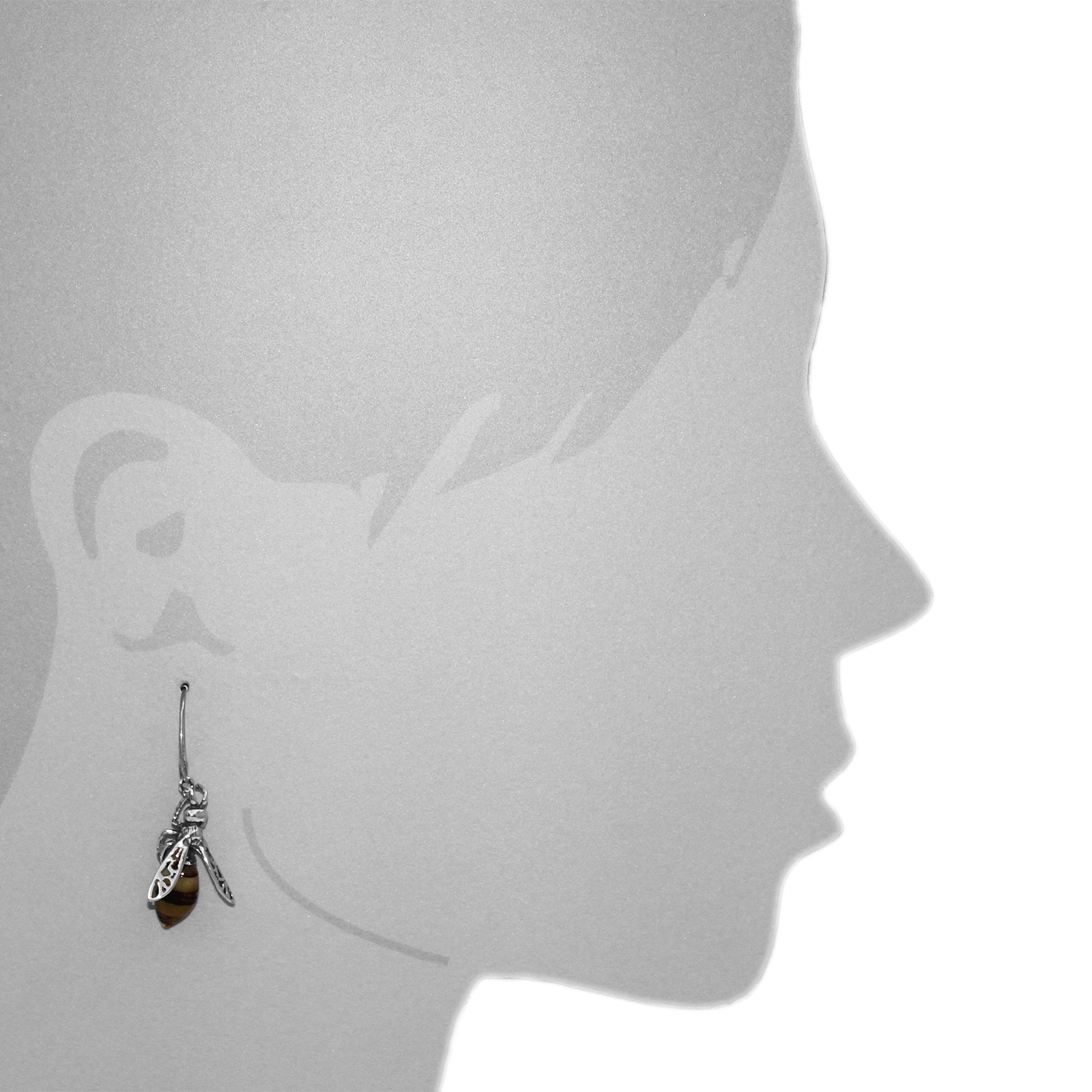 OSTSEE-SCHMUCK Paar Ohrhänger »- Wespe 28 mm - Silber 925/000 - Bernstein«