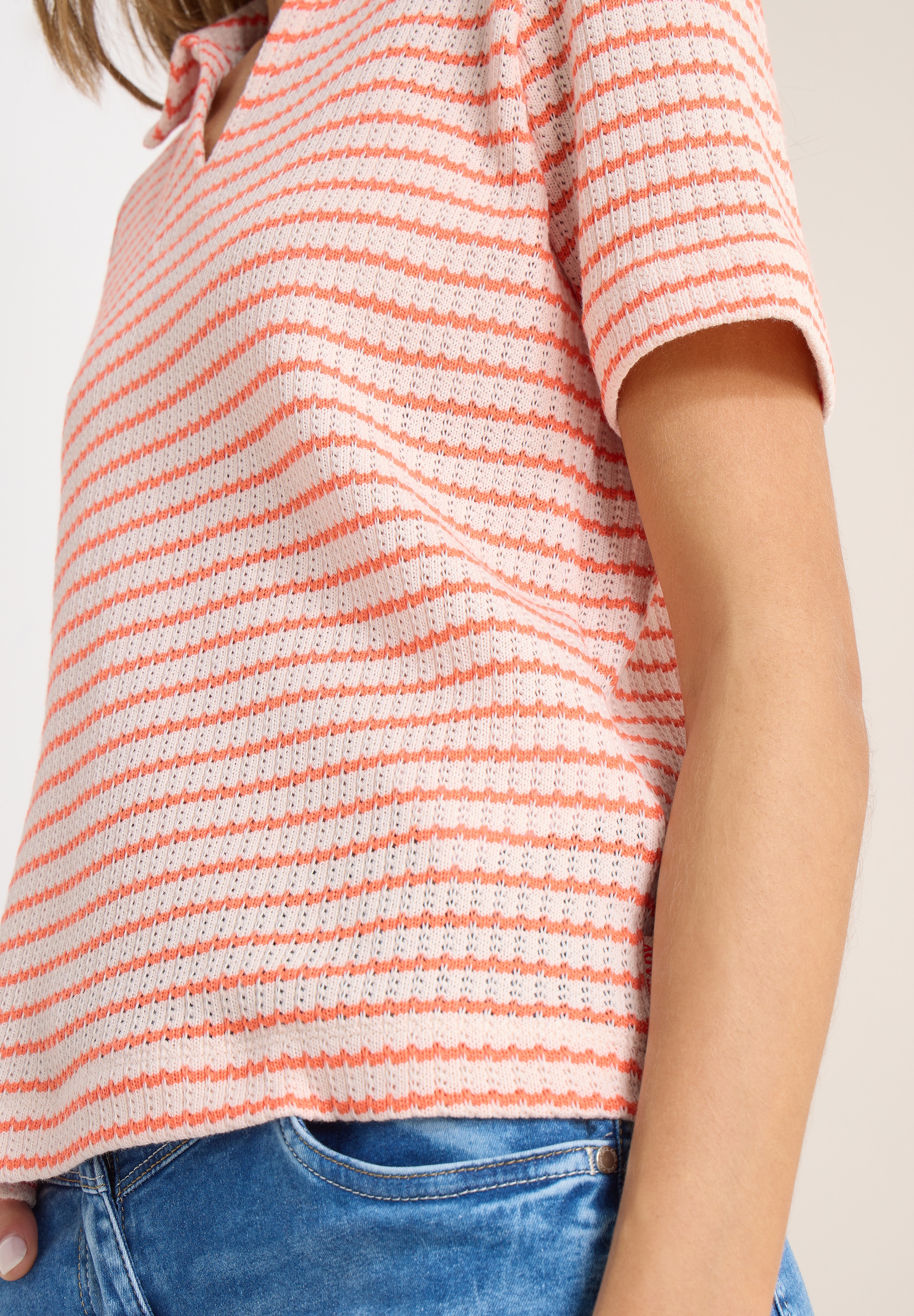 Cecil T-Shirt Ajourstrick mit Streifenmuster