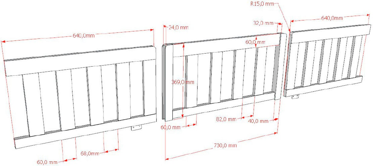 Vipack Kinderbett »Dallas, massiv Bett, Rausfallschutz, umbaubar vom Boden- zum Daybett« inkl. Rolllattenrost und Sprossenumrandung, 90 oder 140x200 cm breit,  stabil und standfest gebaut, wahlweise Kiefer massiv natur oder weiß