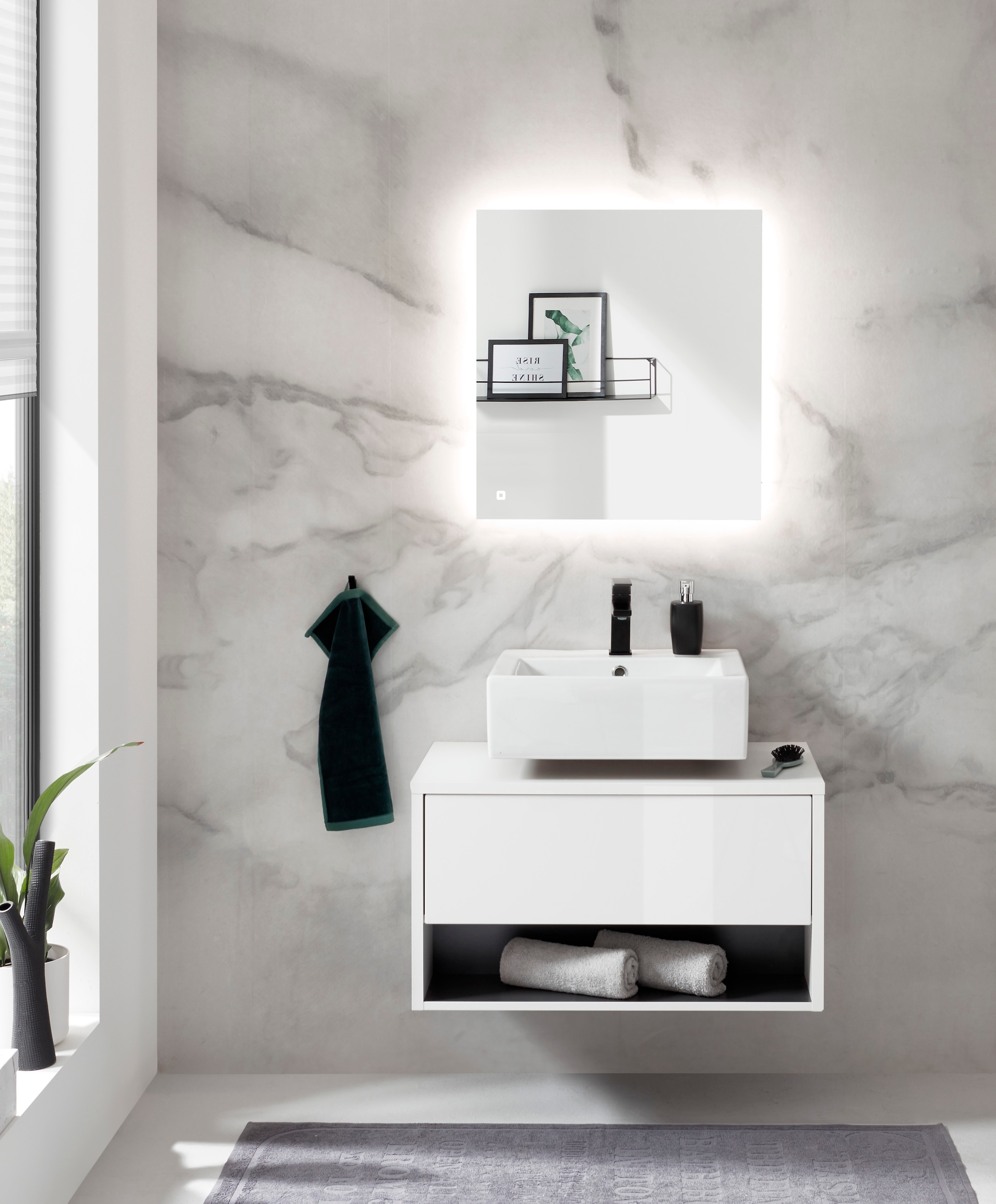 PLACES OF STYLE Badmöbel-Set »Studio Line, Bad im modernen Design, 2-teiliges Badezimmer« 2 Stk. tlg.