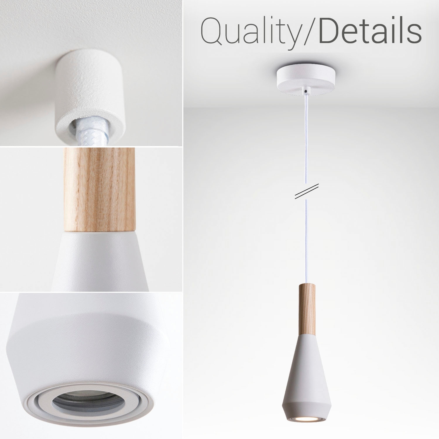 Paco Home Pendelleuchte »MORA« GU10 Wohnzimmer Esszimmer Klein Modern Holz Metall GU10 Trichterform