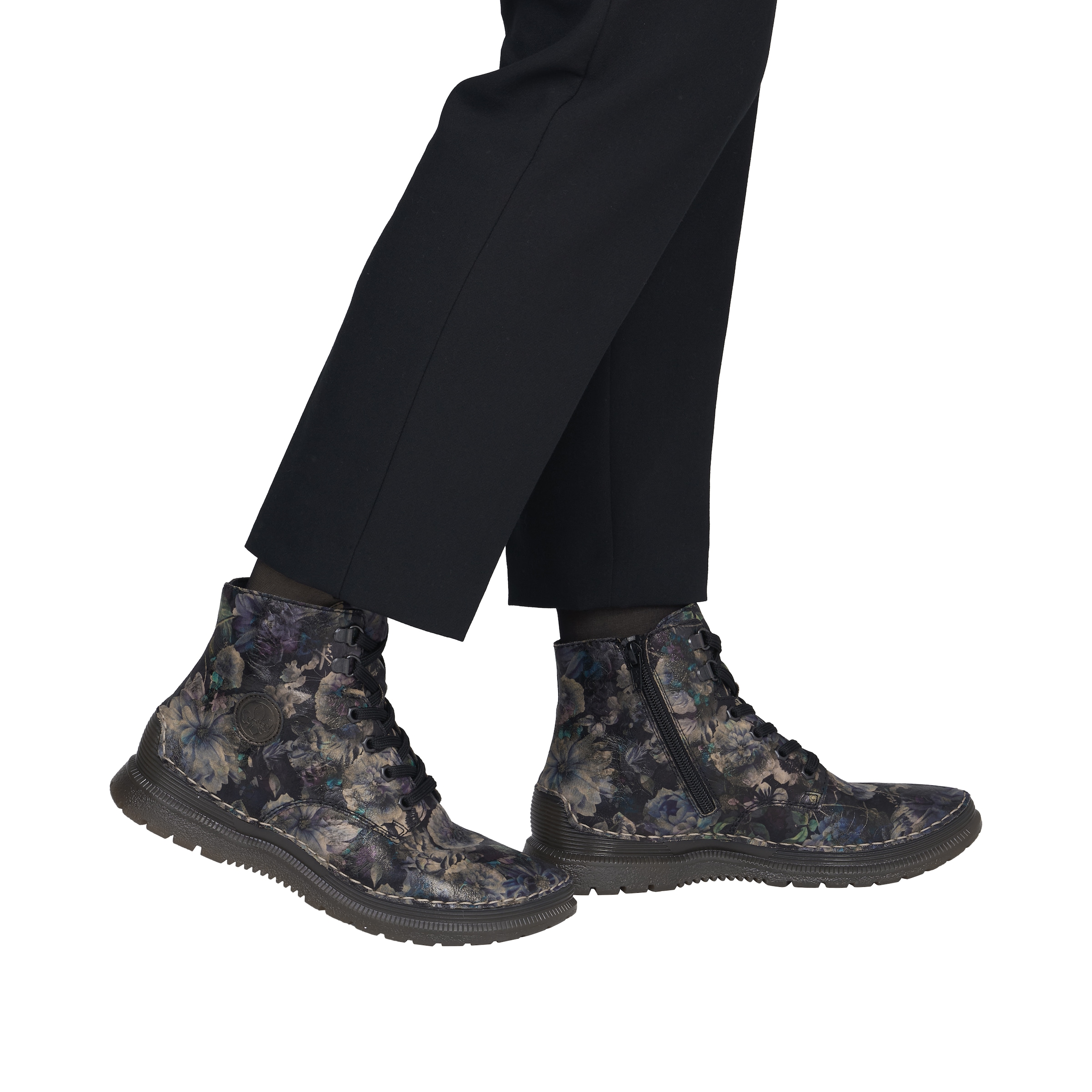 Rieker Schnürboots  Keilabsatz, Herbstboots mit modischen Kontrastnähten