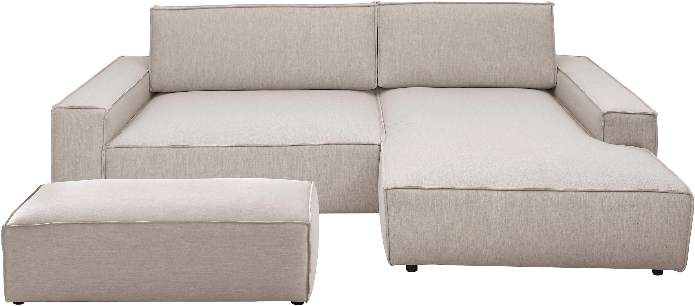 Home affaire Polsterecke »NEU: SHERWOOD XXL tief, L-Form mit Schlaffunktion, Big-Sofa mit Hocker«, (Set, 2 St.), stellbar zum Schlafsofa (Krokodilverbinder), Cord, Leinenoptik