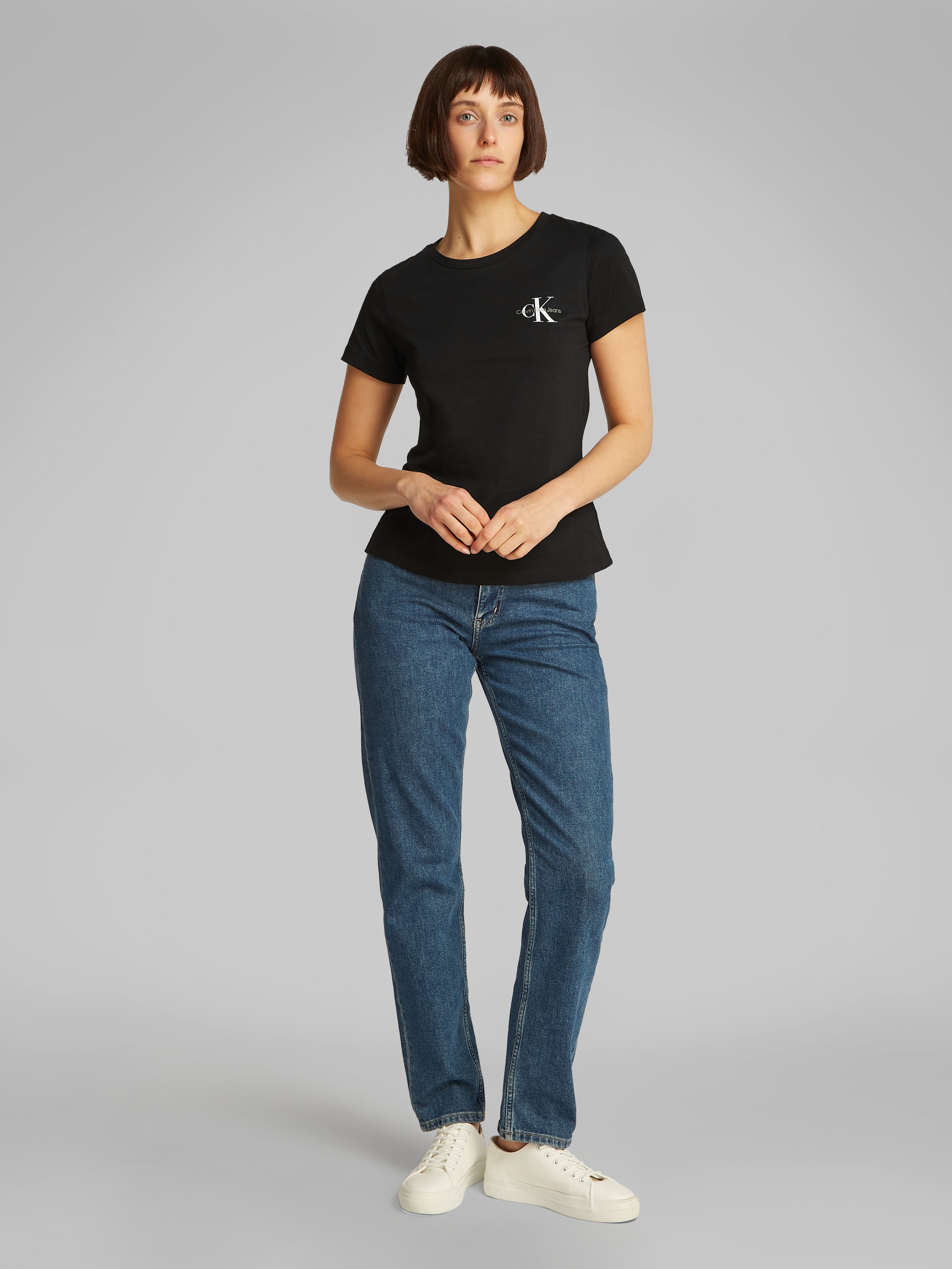 Calvin Klein Jeans Rundhalsshirt »2-PACK MONOLOGO SLIM TEE«, (Packung, 2 tlg., 2er-Pack), mit Calvin Klein Jeans Logoprint auf der Brust