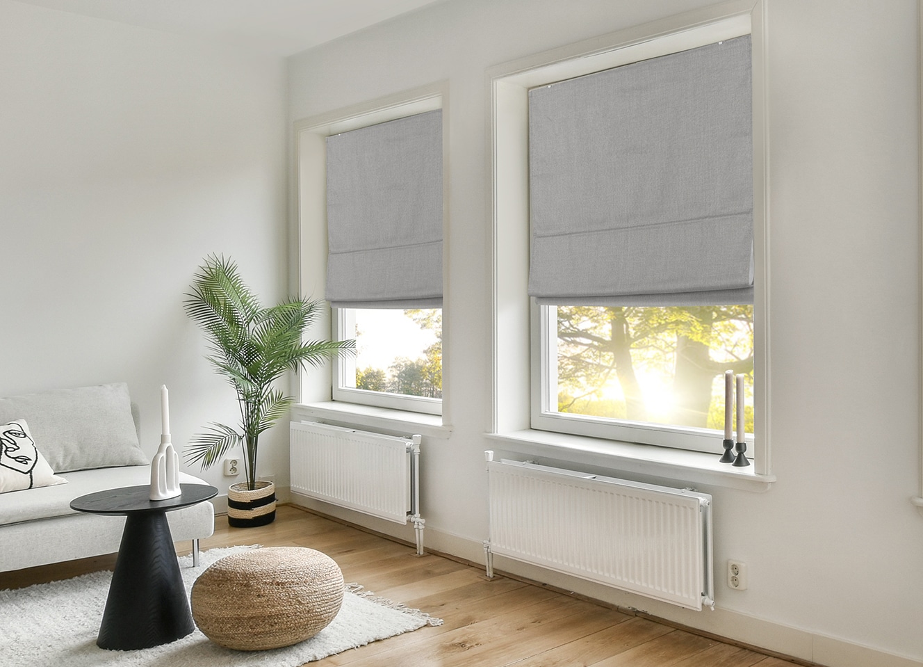 my home Rollo »RIOLA« verdunkelnd Blendschutz | Sichtschutz | Verdunkelung ohne Bohren freihängend Faltrollo in trendiger Leinenoptik, einfache Montage