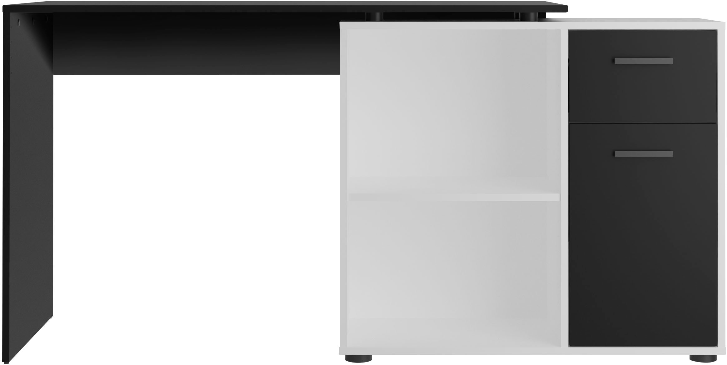 FMD Eckschreibtisch »AUGSBURG«, Schreibtisch / Sideboard mit Stauraum,  drehbar, Breite 117/148 cm auf Rechnung bestellen