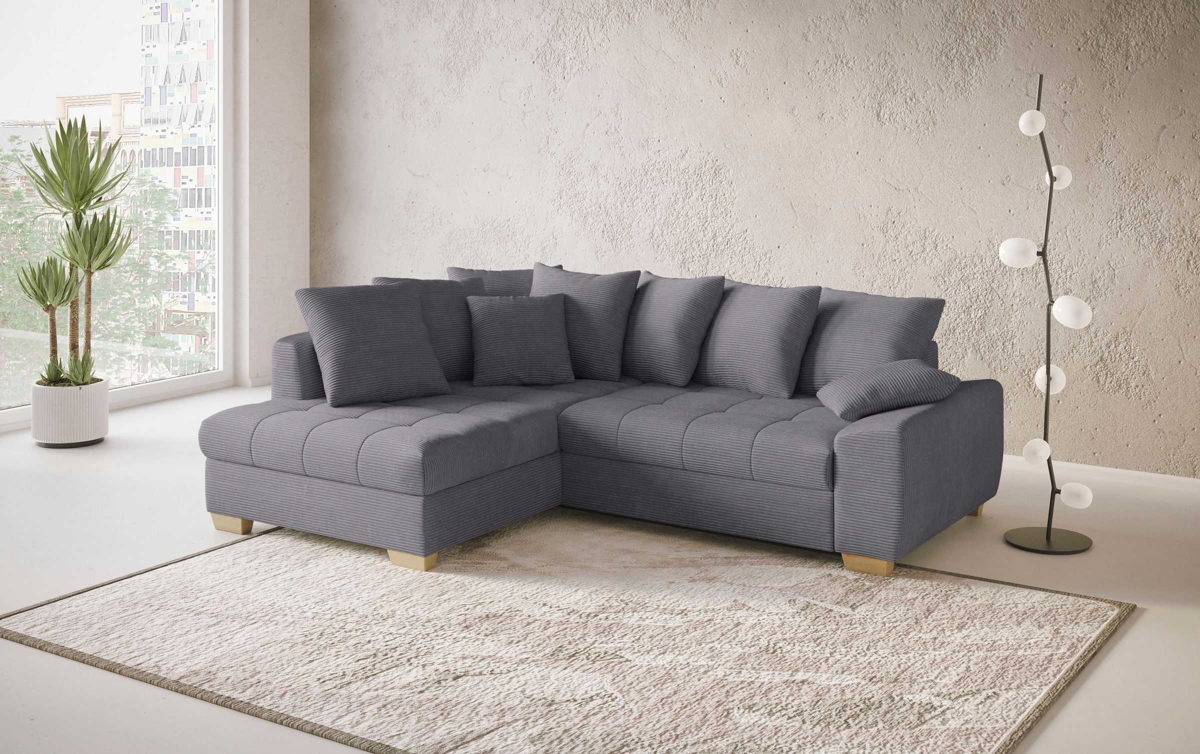 Mr. Couch Ecksofa »Nikita II, L-Form, bis 140kg pro Sitzplatz belastbar«, mit Kaltschaumpolsterung, wahlweise mit Bett und Bettkasten