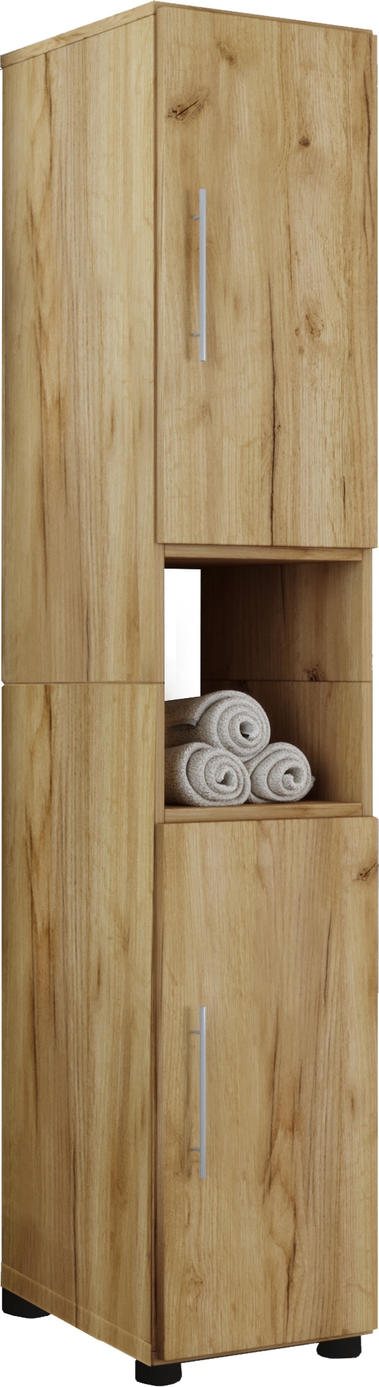 VCM Hochschrank »VCM Holz Badezimmerschrank | Badmöbel | Stand Badregal | Hochschrank | Maße ca. H. 153 x B. 31 x T. 30 cm - Flandu«, (1 St.)