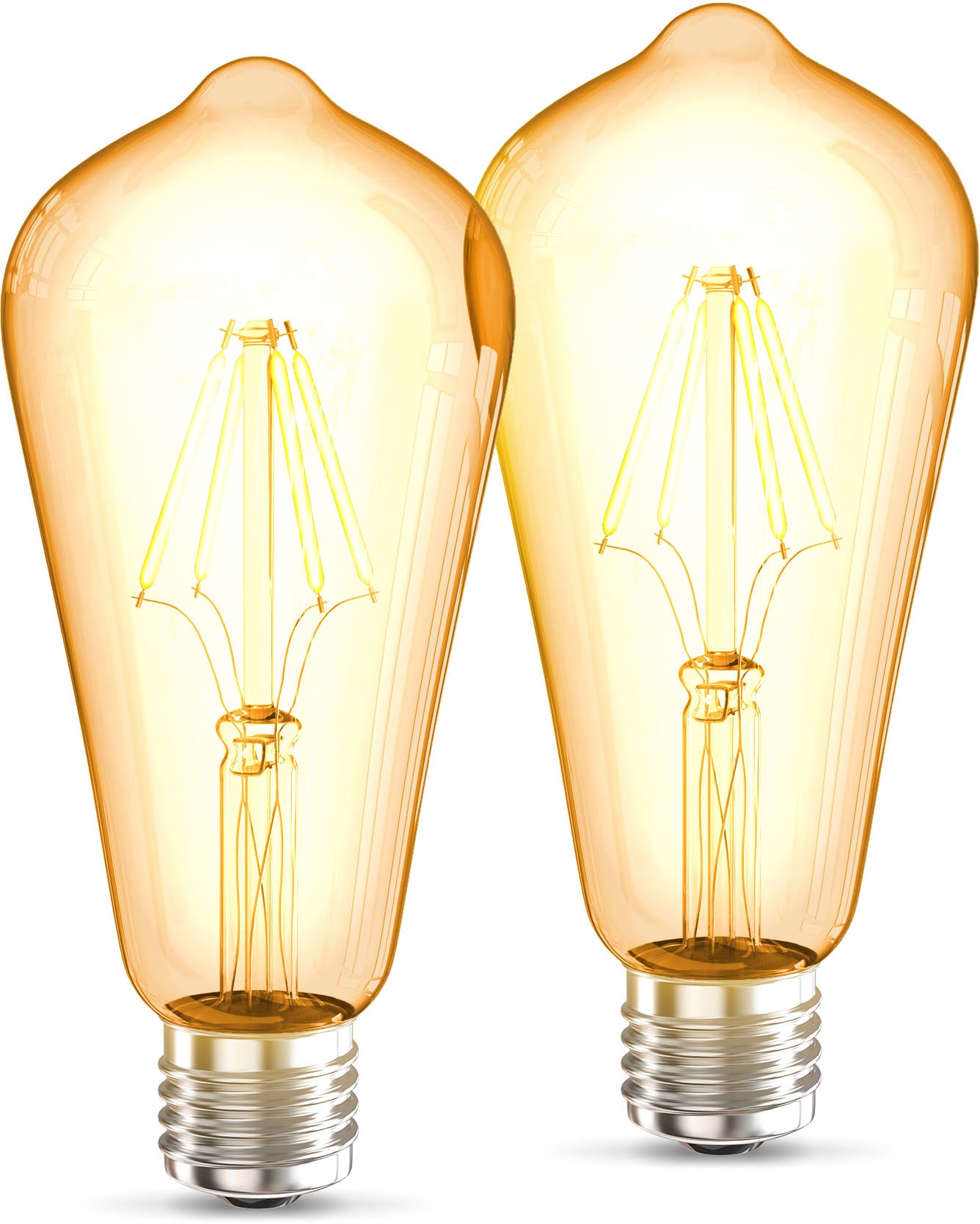 St., Filament bestellen K Vintage Warmweiß, Leuchtmittel Edison 2 2.700 Set LED-Leuchtmittel LED 2er Glühbirne »BK_LM1402 B.K.Licht bequem ST64«, E27, E27