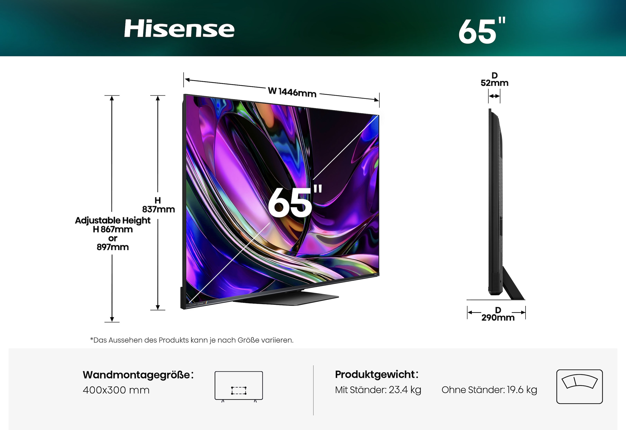 Hisense Mini-LED-Fernseher »65UR8DS« 164 cm/65 ″ Smart-TV