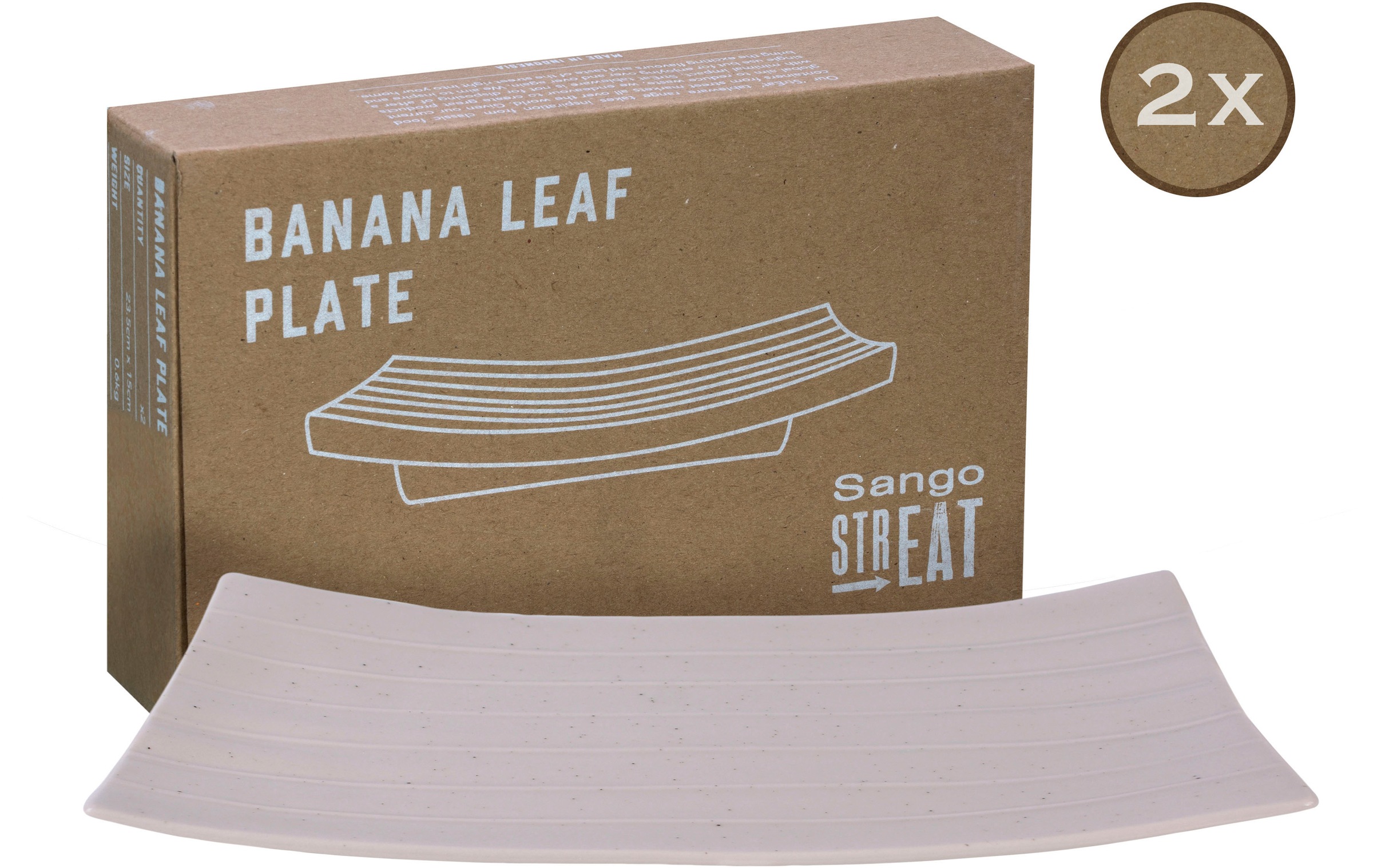 CreaTable Servierplatte »Banana Leaf«, (Set, 2 tlg.), Servier Set, weiß,  Topaktueller „Streat Food“ Trend mit 3 Jahren XXL Garantie | Servierplatten