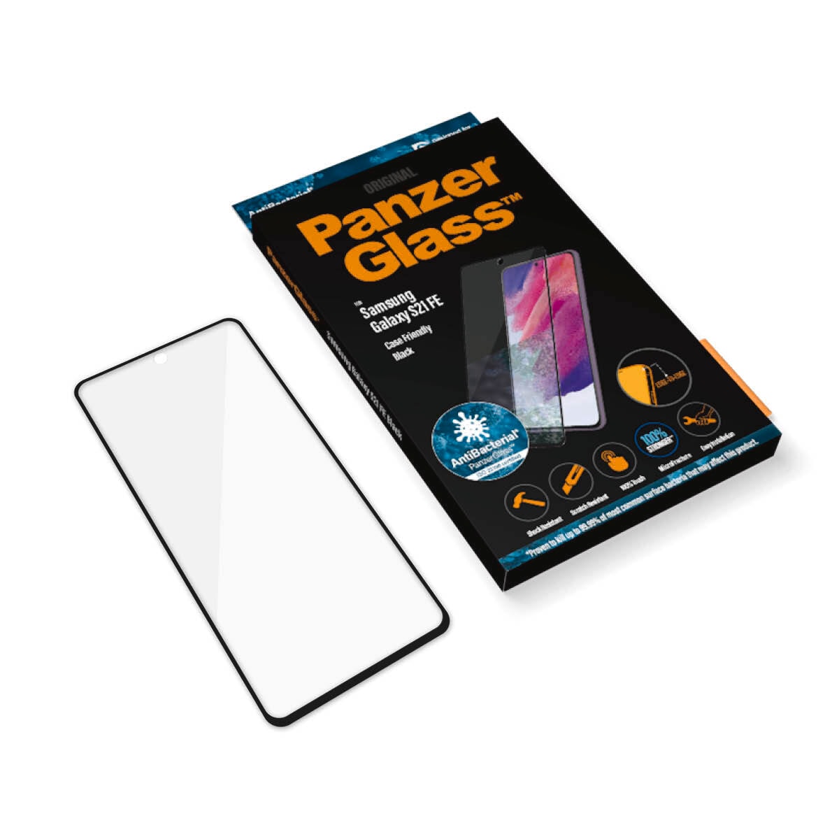 CARE by PanzerGlass Displayschutzglas »AntiBacterial Screen Protection«, für Samsung Galaxy S21 FE, Displayschutzfolie, Schutzfolie, Bildschirmschutz, kratz- & stoßfest