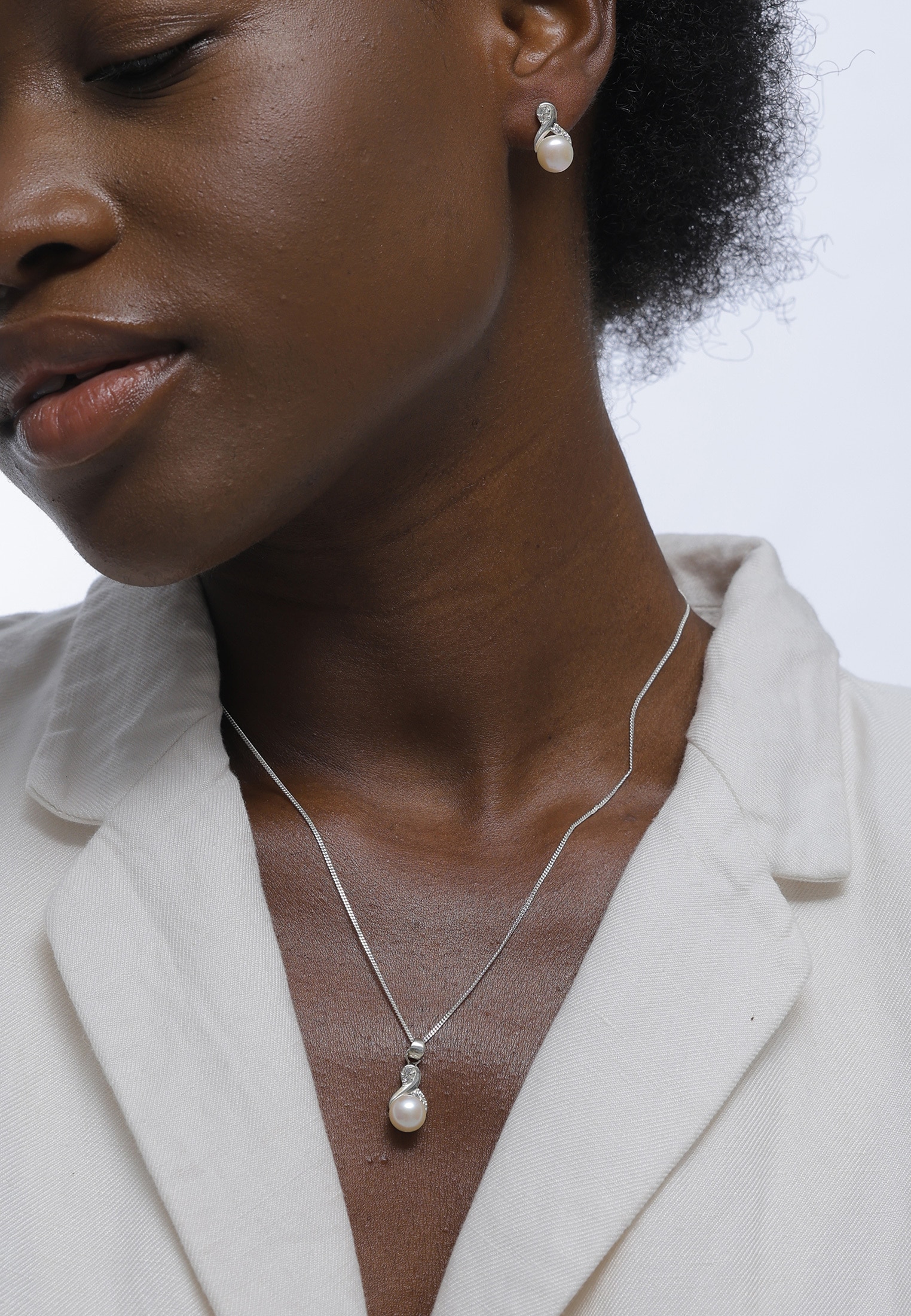 Elli Ohrring und Ketten Set »Schmuckset Infinity Perlen Kristalle 925 Silber« ()