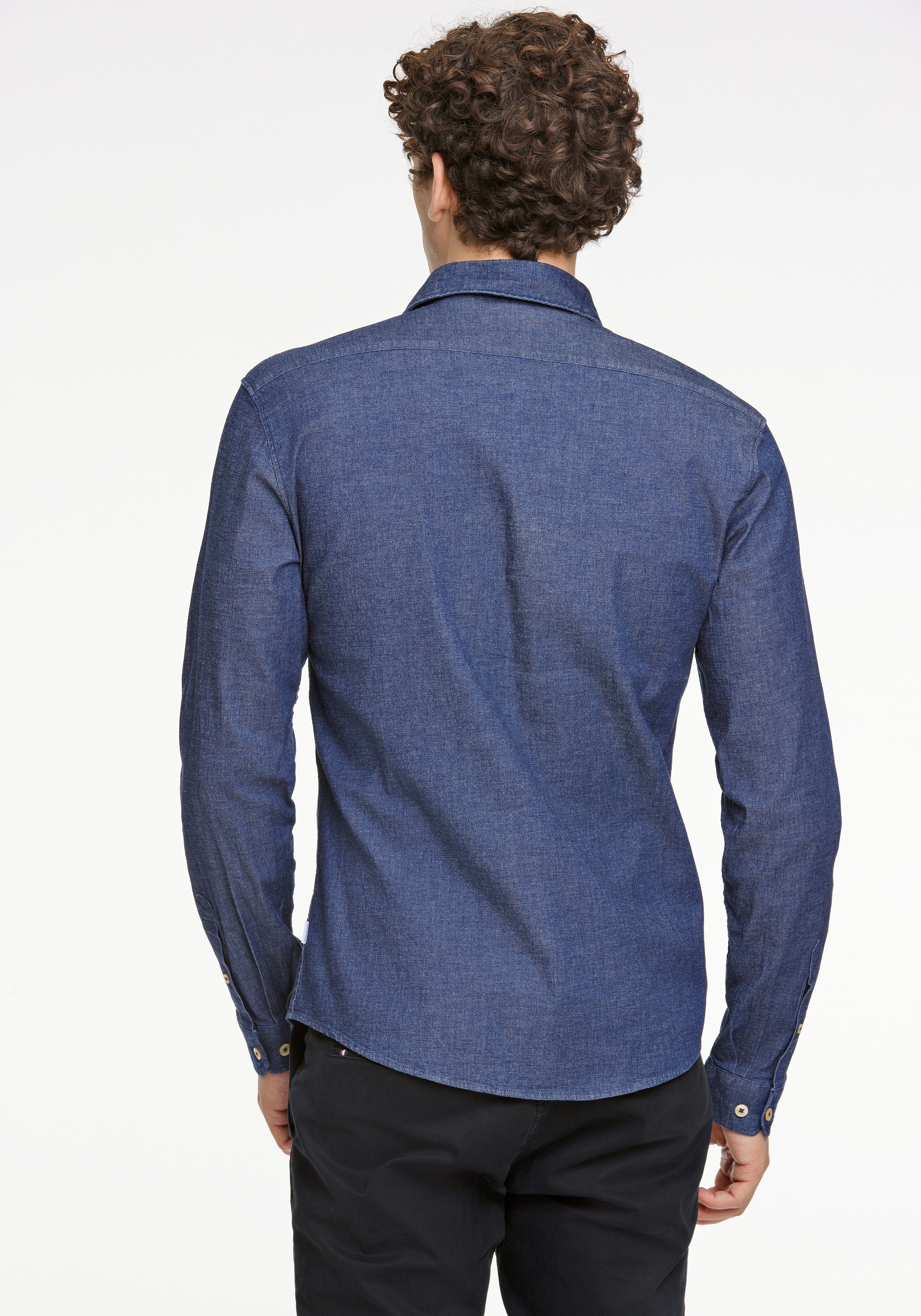 LINDBERGH Langarmhemd mit Logostickerei unten links