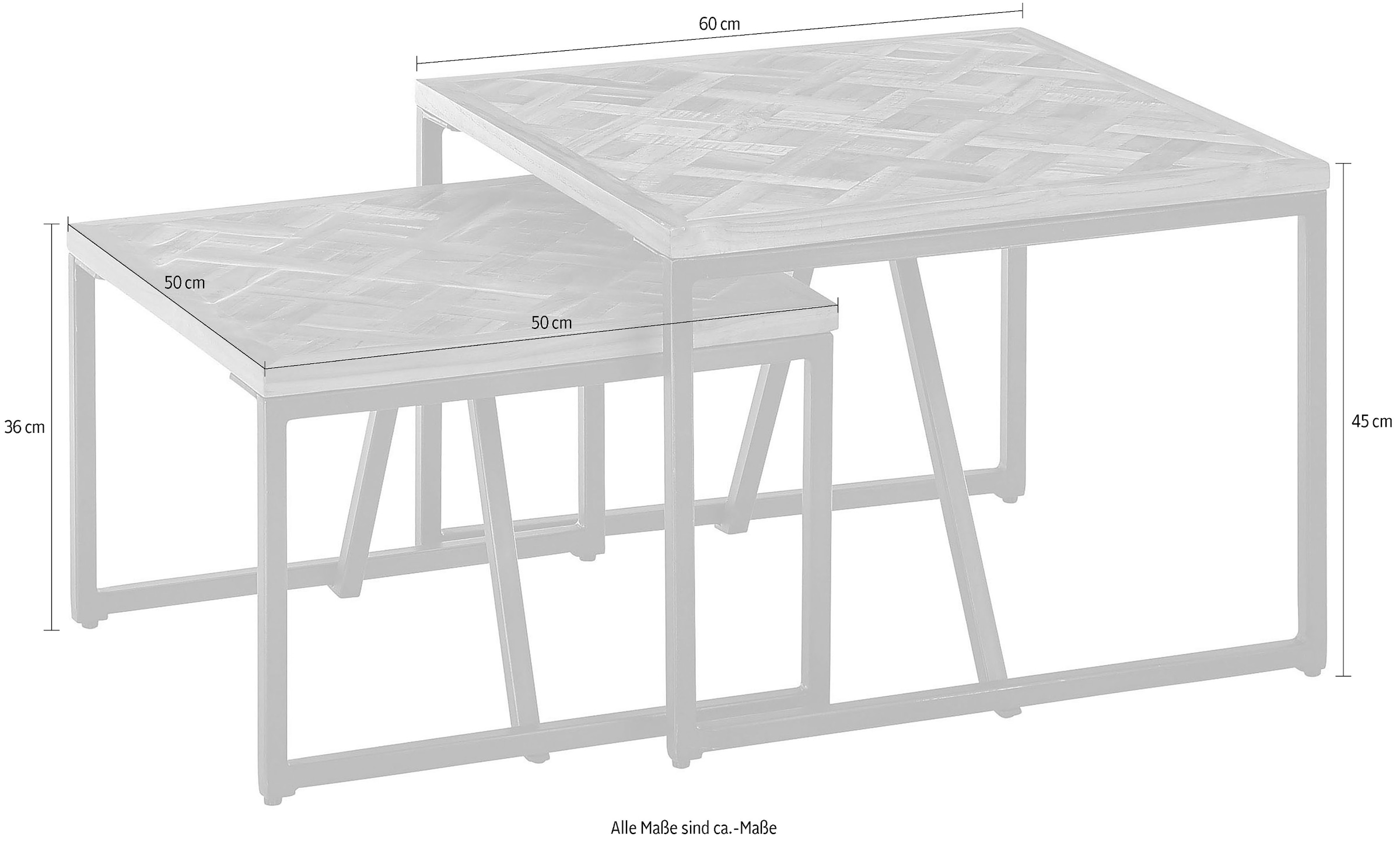 Stolkom Couchtisch »Lola«, 2-er Set Massivholz Teak recycelt mit Muster