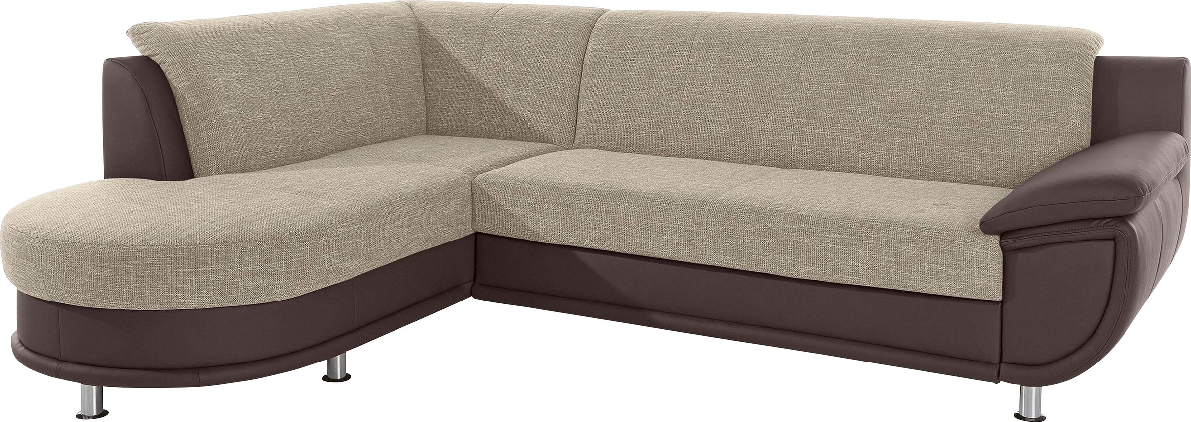 TRENDMANUFAKTUR Ecksofa »Rondo 3, zeitlos und bequem, Materialmix, breite Armlehnen, L-Form«, wahlweise mit Federkern für mehr Komfort, wahlweise mit Bettfunktion