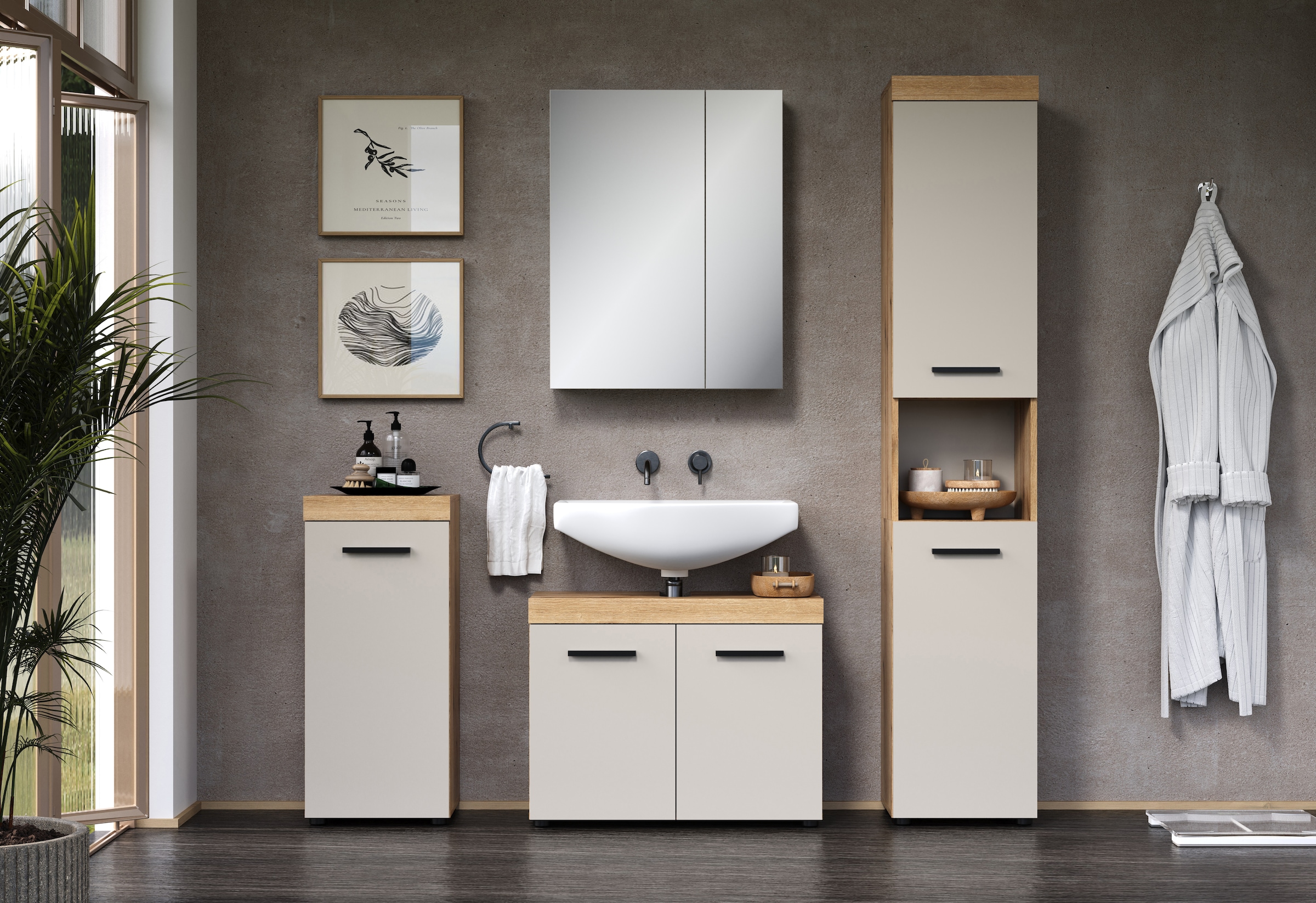 welltime Waschbeckenunterschrank »Isera« 1 Stk. tlg. Waschbeckenschrank mit 2 Türen – (B/T/H) 72/34/56 cm