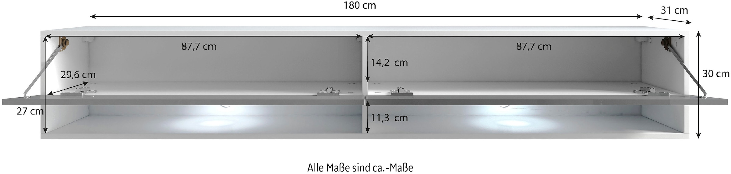 INOSIGN Lowboard, Breite 180 cm, stehend und hängend