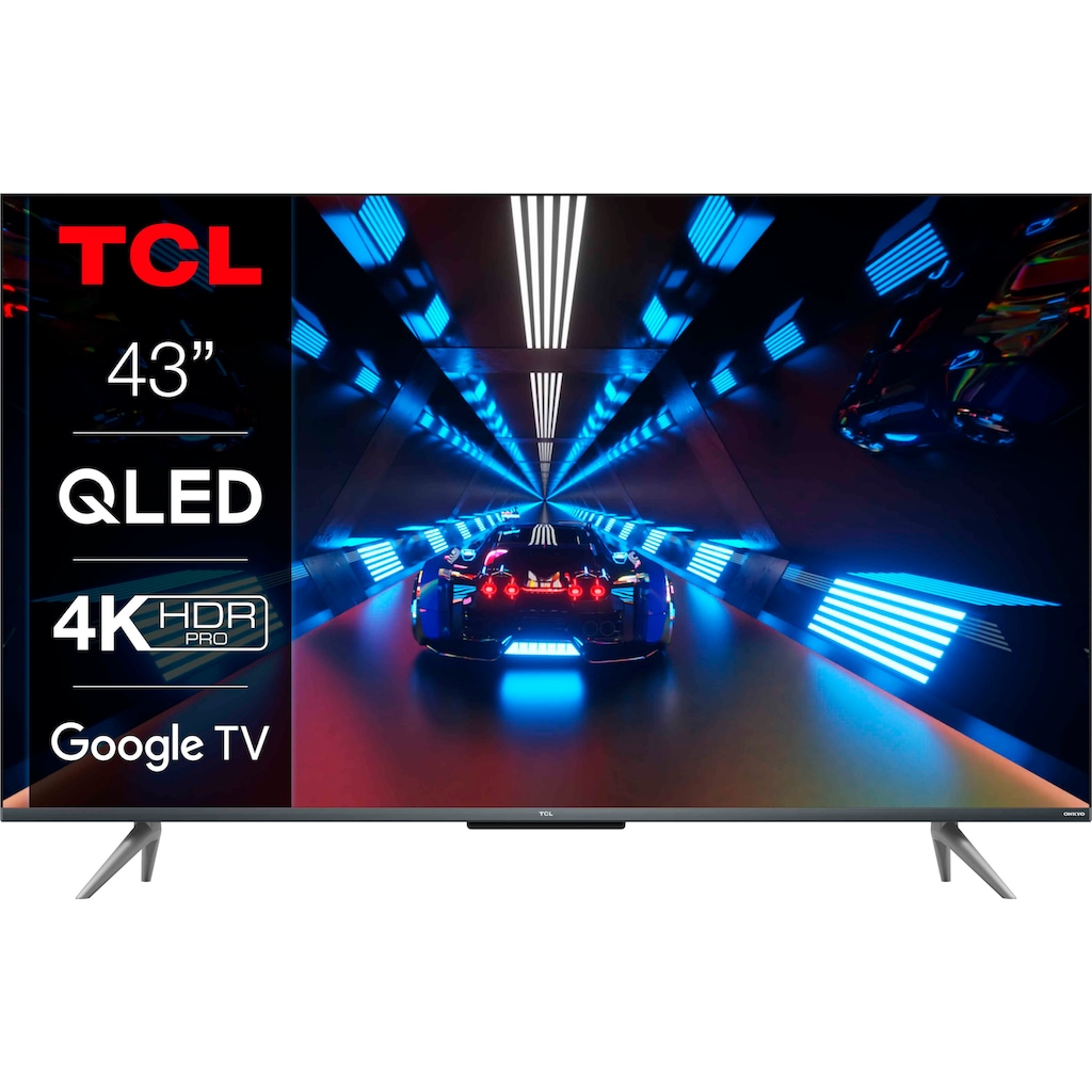 TCL QLED-Fernseher »43C735X2«, 108 cm/43 Zoll, 4K Ultra HD, Smart-TV-Google TV, HDR Premium, Dolby Atmos, HDMI 2.1, Metallgehäuse, ONKYO-Sound