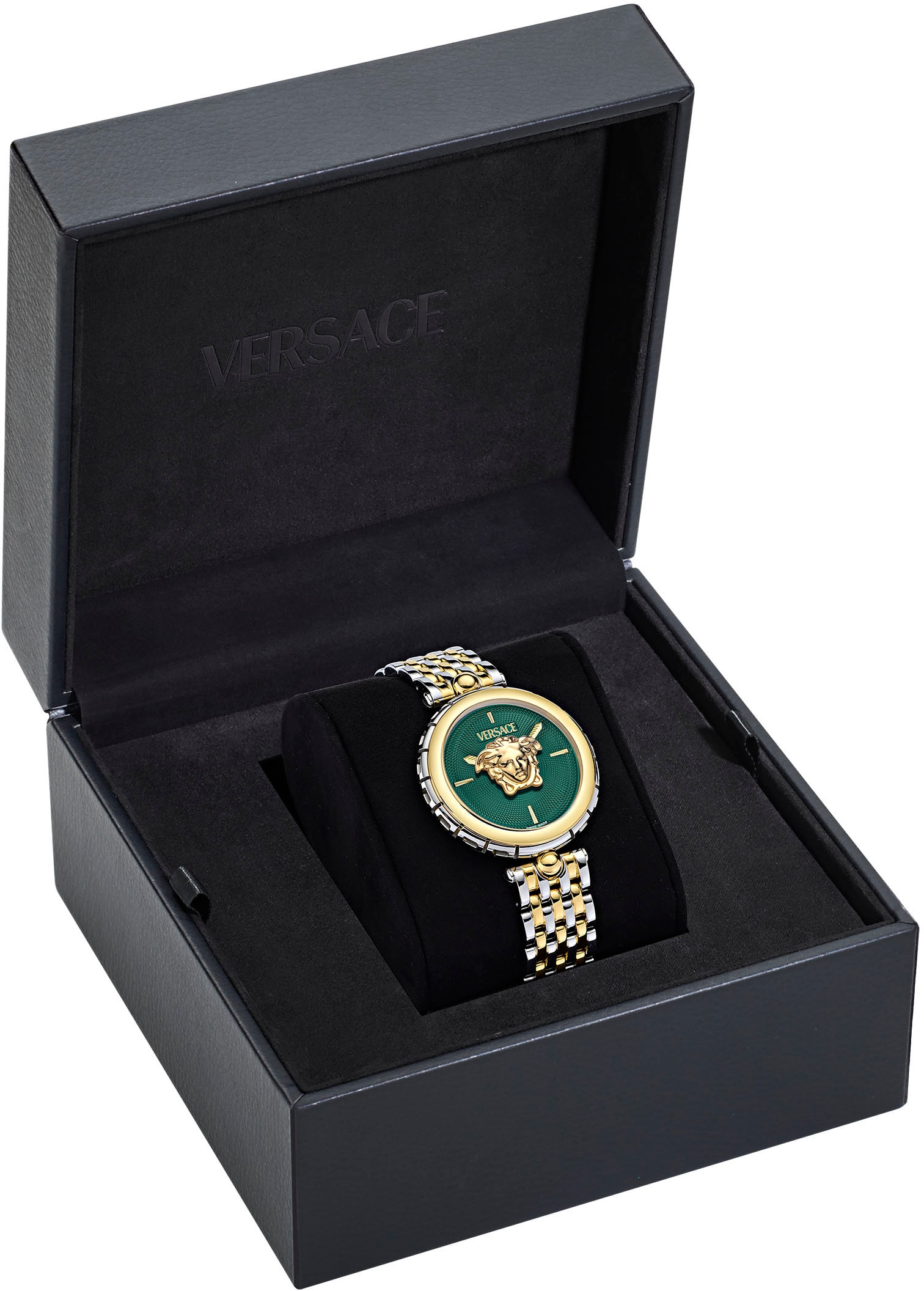 Versace Quarzuhr »MEDUSA HERITAGE« Armbanduhr, Damenuhr, Swiss Made, Saphirglas, Edelstahlarmband, analog