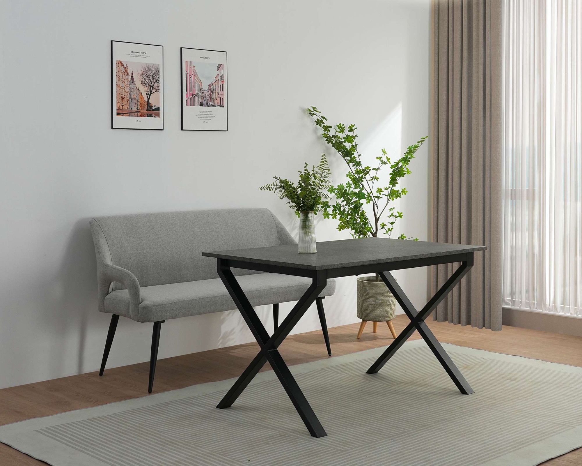 OTTO home Essbank »Darragh« schwarze Metallbeine, pflegeleichter Webstoff Bezug, Breite 140 cm