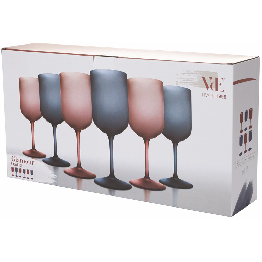 Villa d'Este Weinglas »Glamour«, (Set, 6 tlg.), Gläser-Set, 6-teilig, Inhalt 450 ml